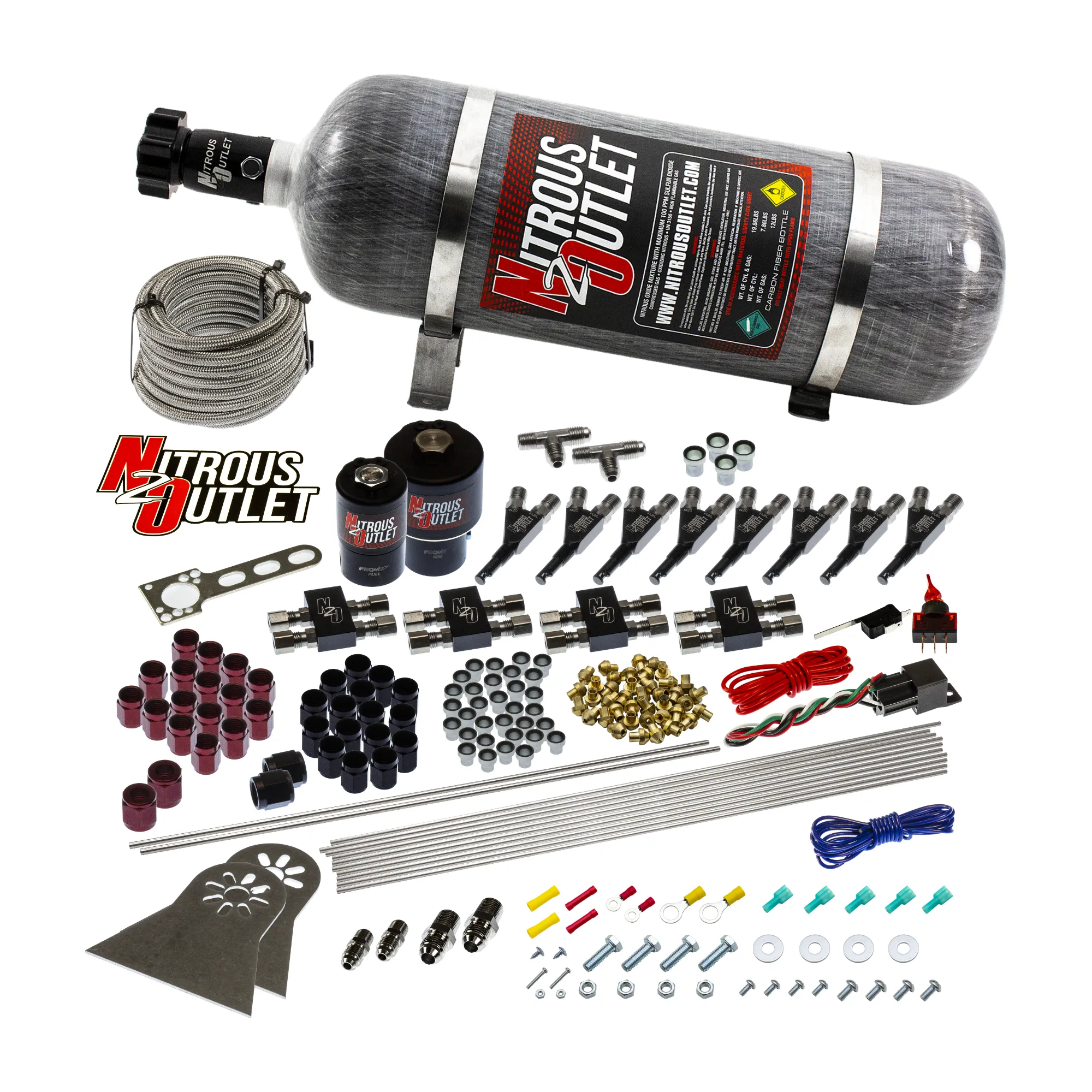 Nitrous Outlet 8 Cylinder Direct Port System - Two .178 Trashcan Nitrous Solenoids/Two .310 Fuel Solenoids/Compact Distrib...