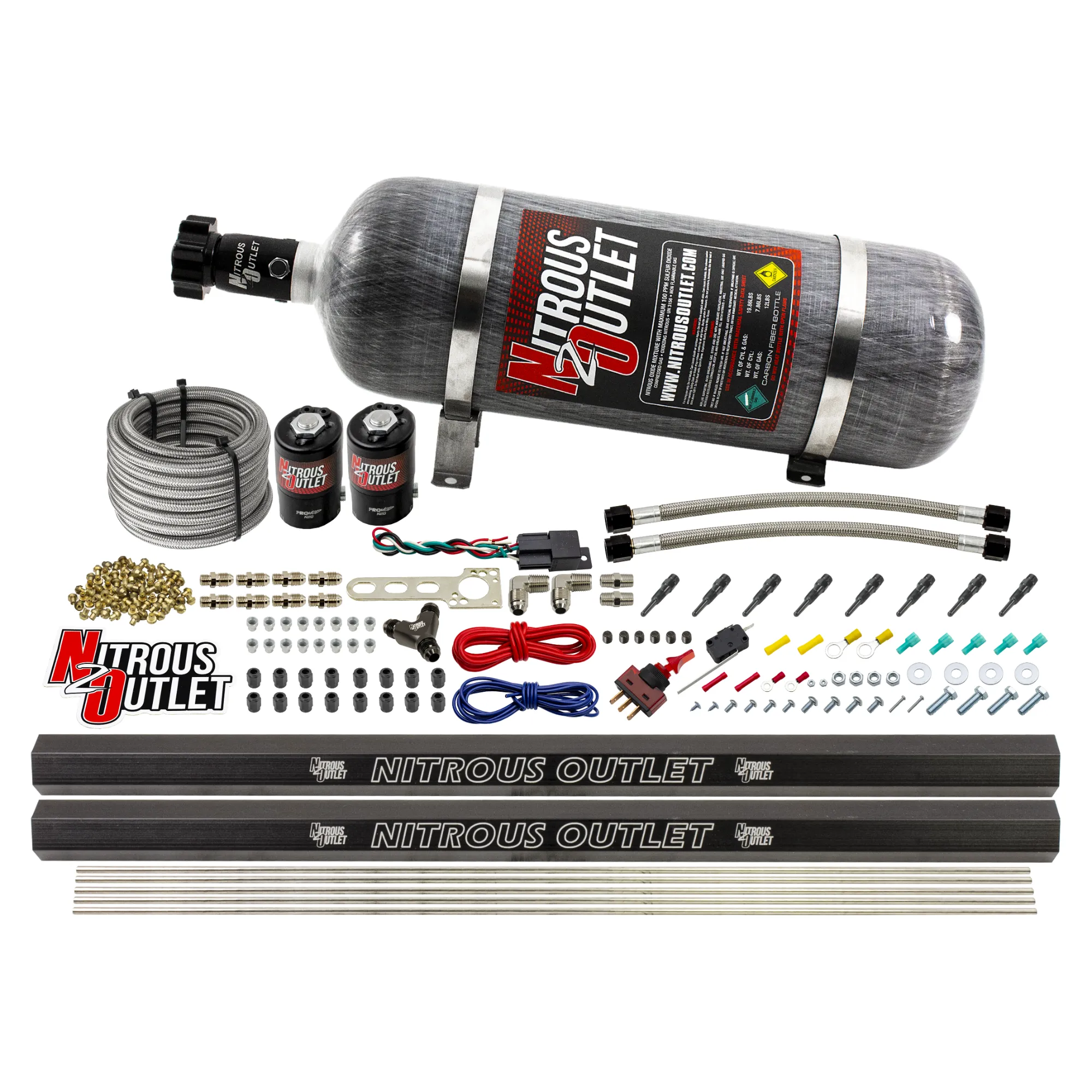 Nitrous Outlet Dry 8 Cylinder Direct Port System - Two .122 Nitrous Solenoids/Two Injection Rails/SBT Discharge Nozzles (1...