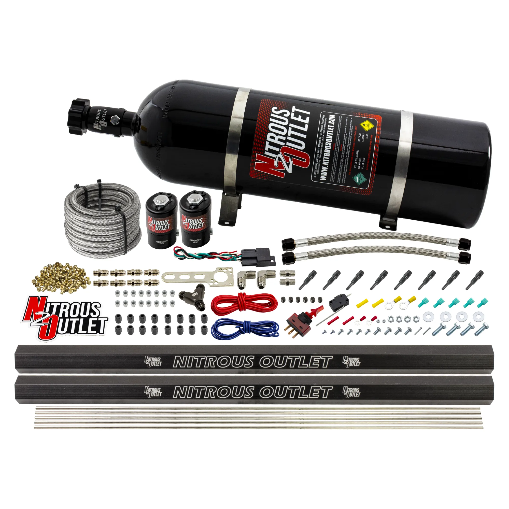 Nitrous Outlet Dry 8 Cylinder Direct Port System - Two .122 Nitrous Solenoids/Two Injection Rails/SBT Discharge Nozzles (1...
