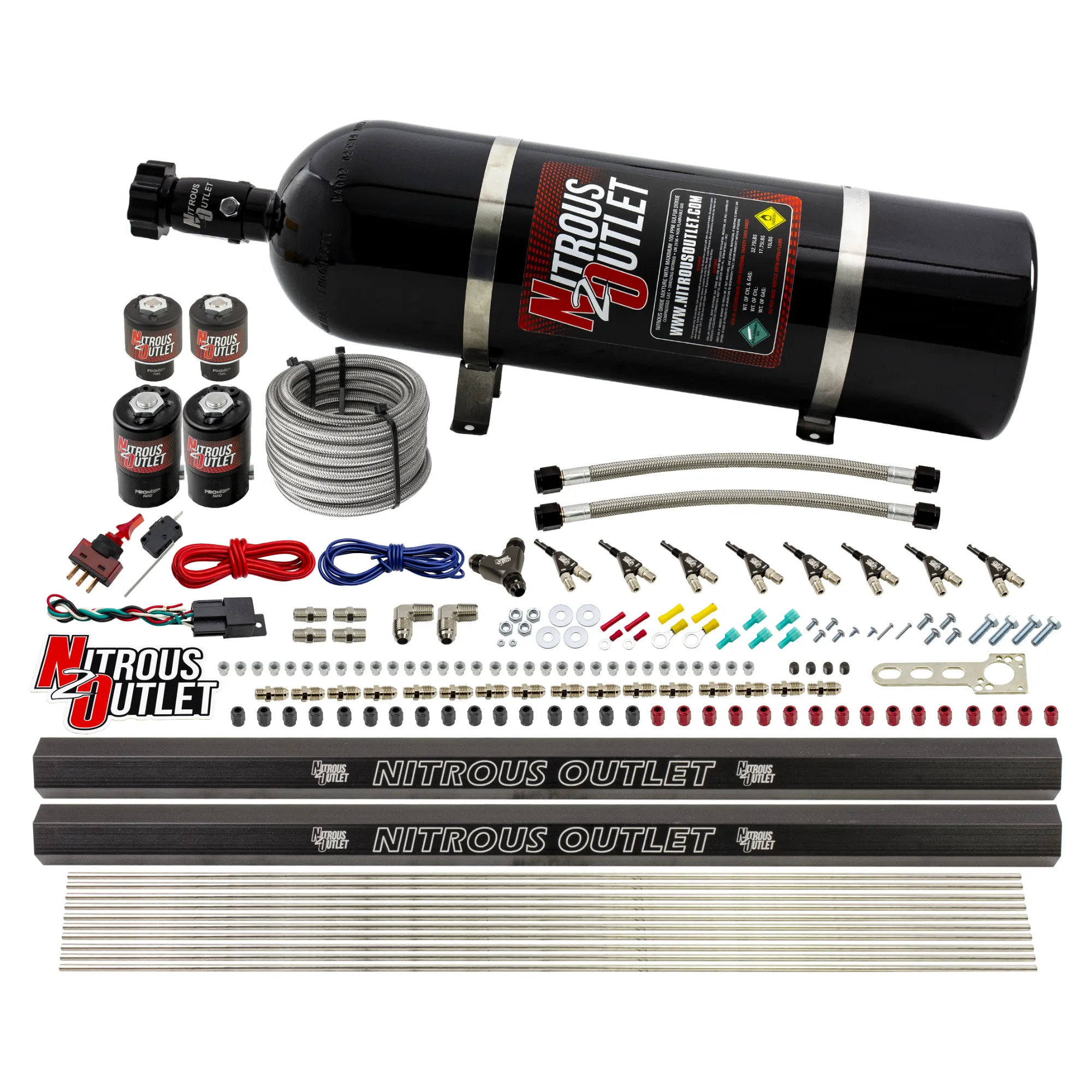 Nitrous Outlet 8 Cylinder Direct Port System - Two .122 Nitrous Solenoids/Two .177 Fuel Solenoids/Two Dual Passage Injecti...