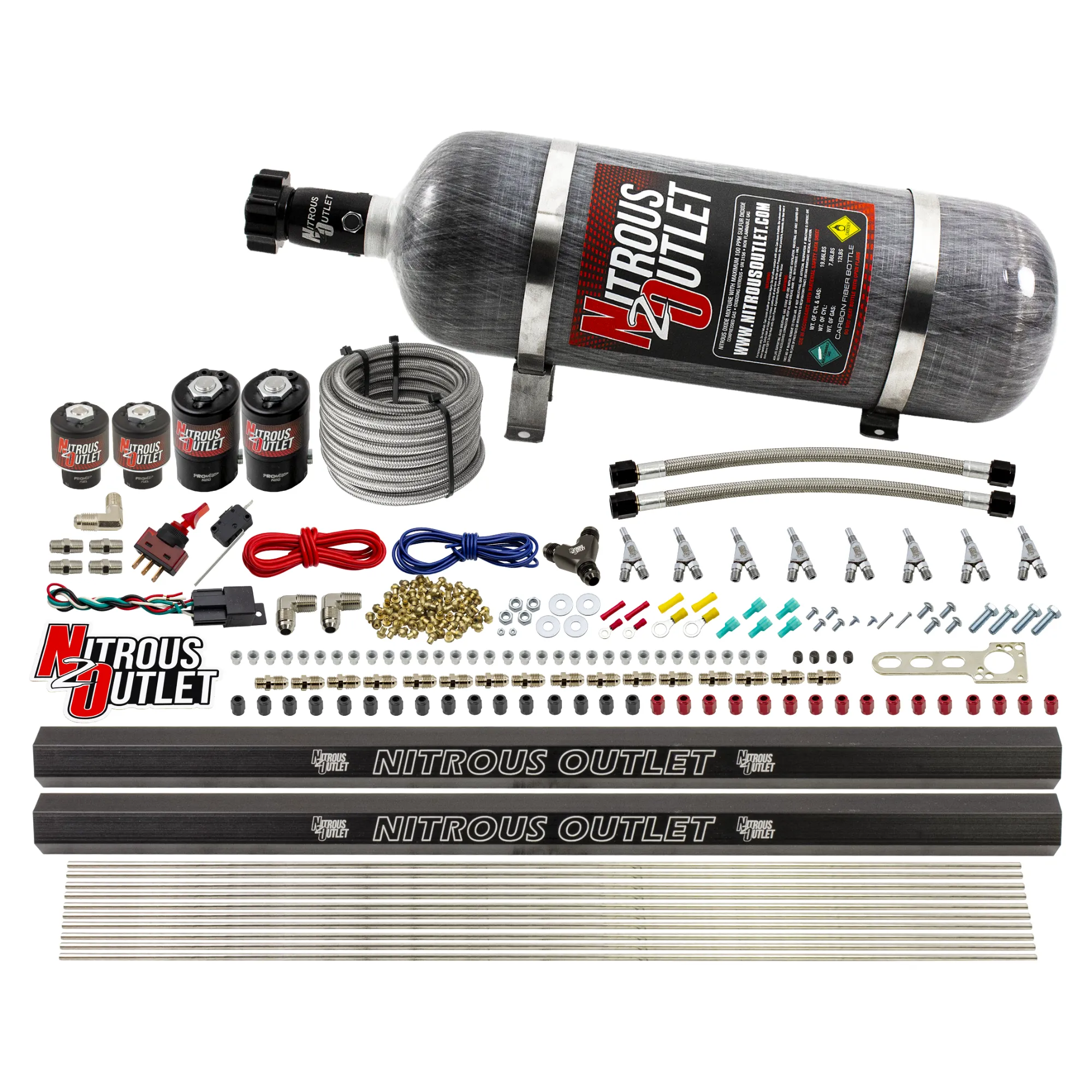 Nitrous Outlet 8 Cylinder Direct Port System - Two .112 Nitrous Solenoids/Two .177 Fuel Solenoids/Two Dual Passage Injecti...