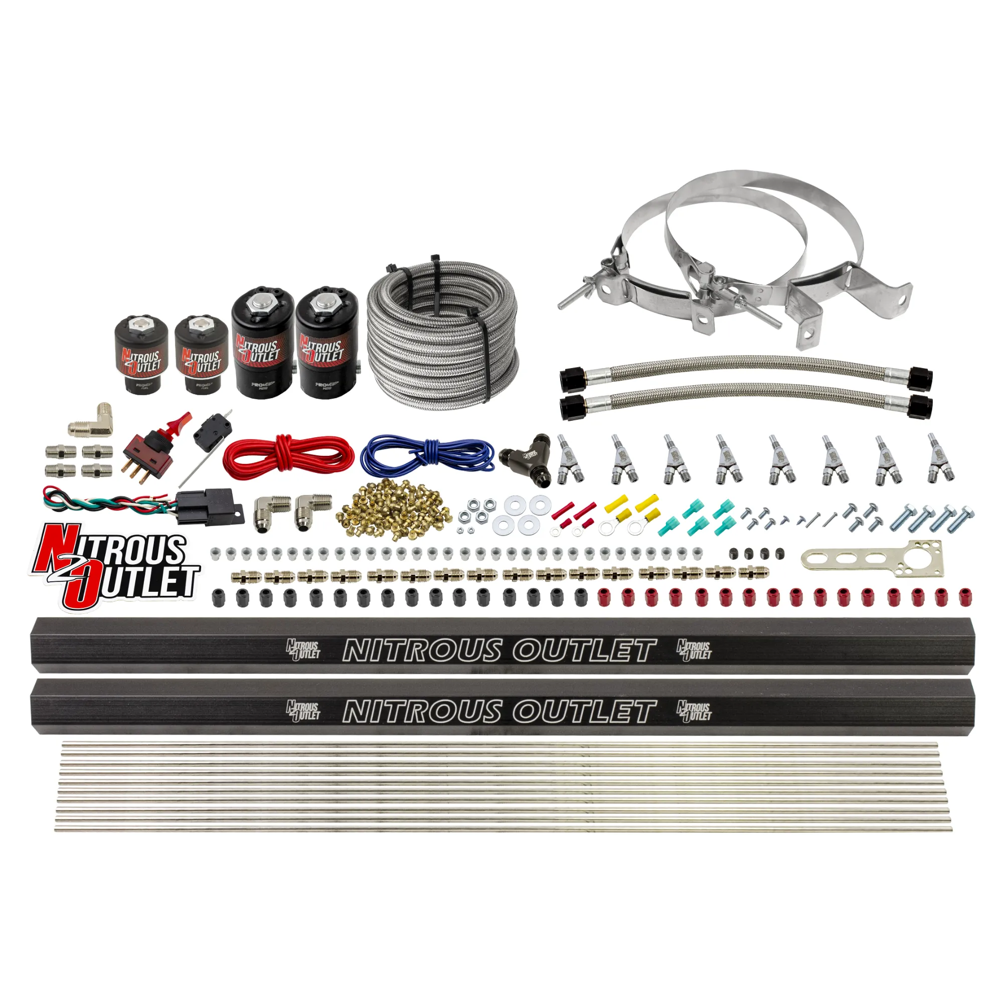 Nitrous Outlet 8 Cylinder Direct Port System - Two .112 Nitrous Solenoids/Two .177 Fuel Solenoids/Two Dual Passage Injecti...