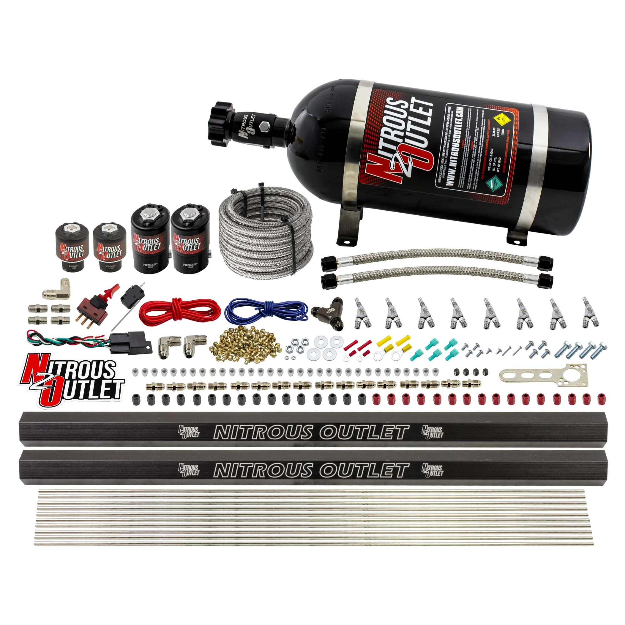 Nitrous Outlet 8 Cylinder Direct Port System - Two .112 Nitrous Solenoids/Two .177 Fuel Solenoids/Two Dual Passage Injecti...