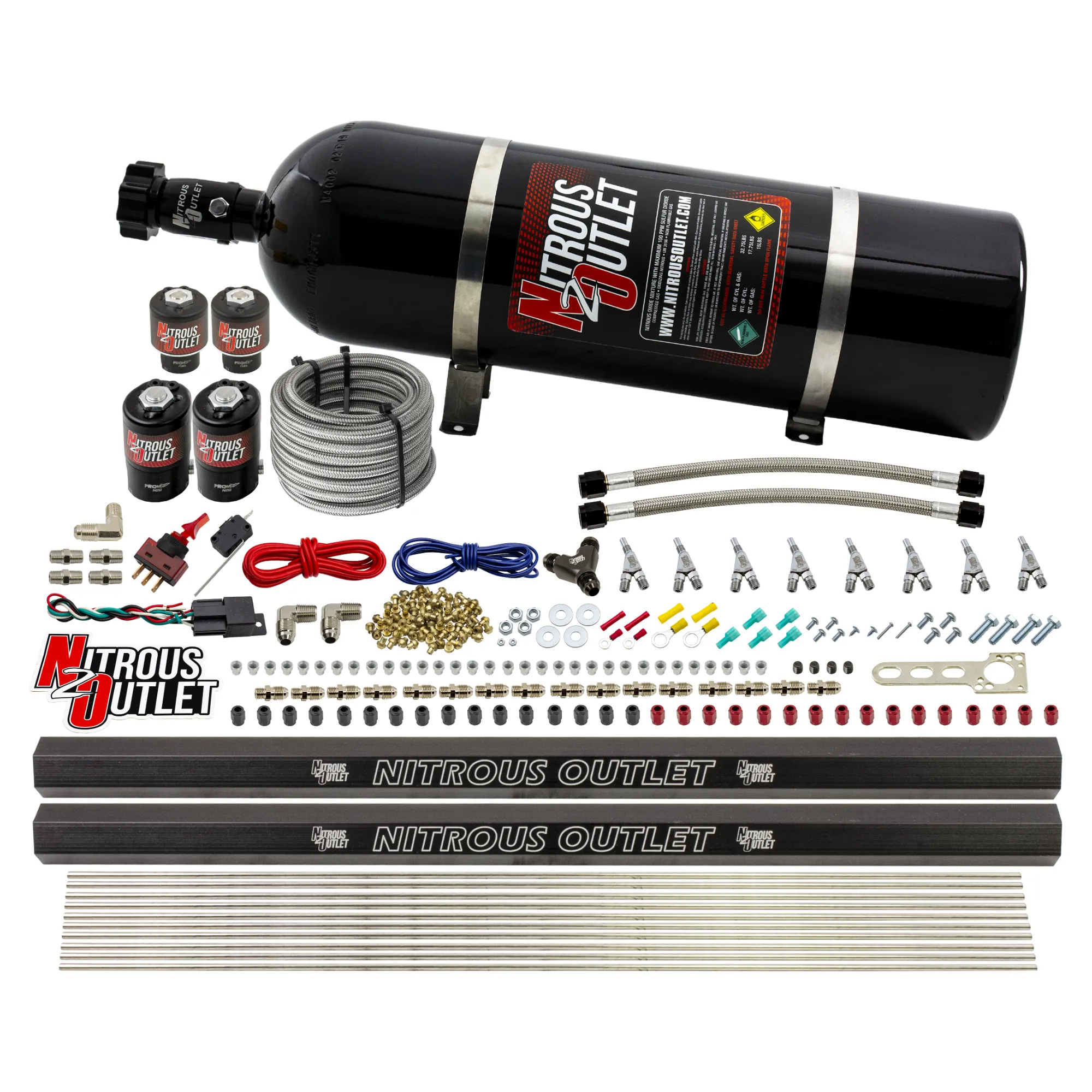Nitrous Outlet 8 Cylinder Direct Port System - Two .112 Nitrous Solenoids/Two .177 Fuel Solenoids/Two Dual Passage Injecti...