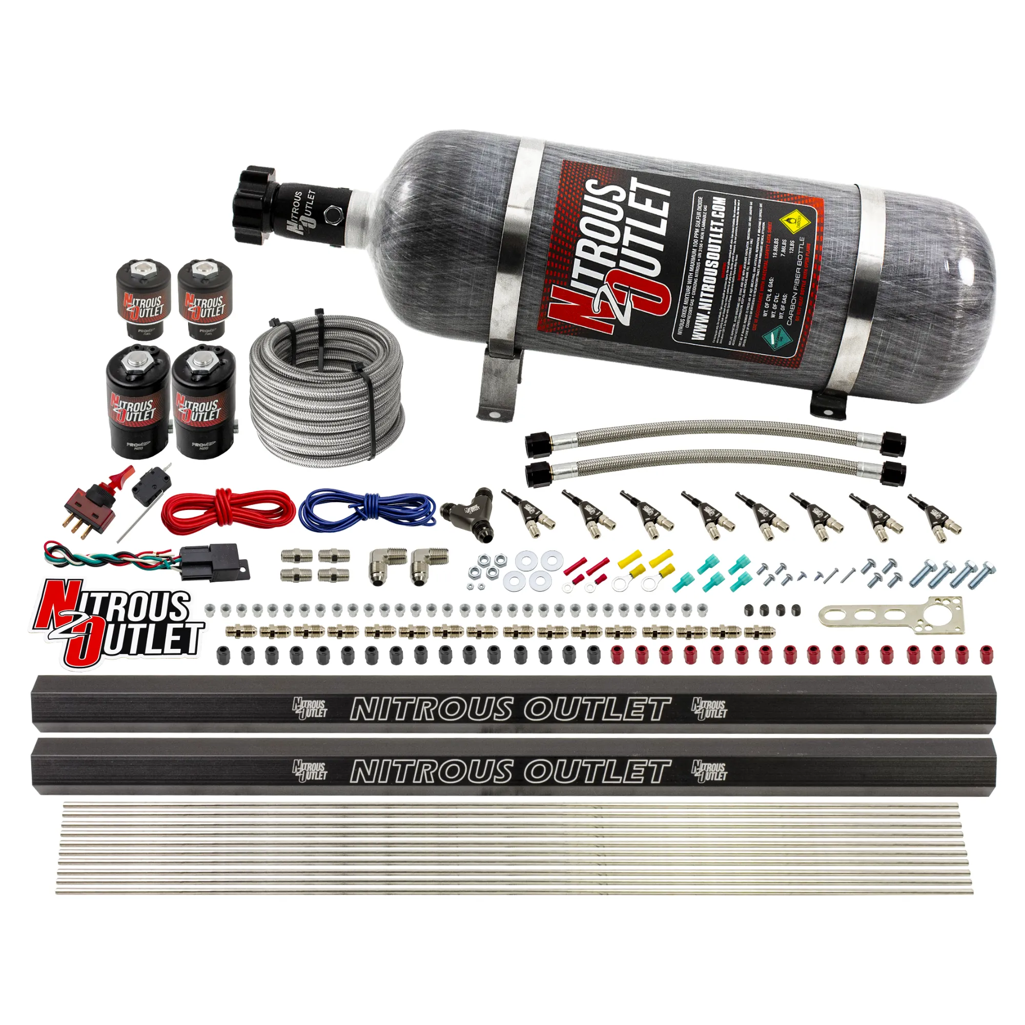 Nitrous Outlet 8 Cylinder Direct Port System - Two .122 Nitrous Solenoids/Two .177 Fuel Solenoids/Two Dual Passage Injecti...