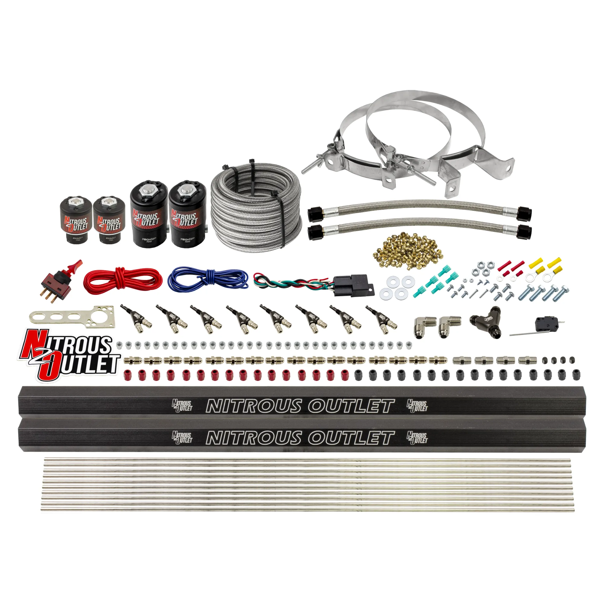 Nitrous Outlet 8 Cylinder Direct Port System - Two .122 Nitrous Solenoids/Two .177 Fuel Solenoids/Two Dual Passage Injecti...