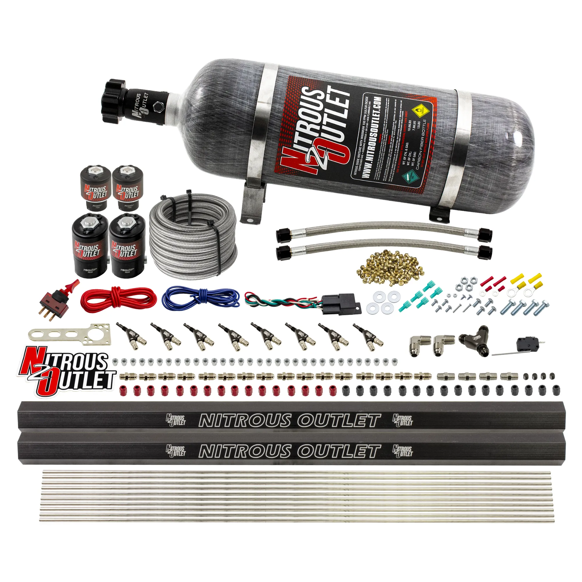Nitrous Outlet 8 Cylinder Direct Port System - Two .122 Nitrous Solenoids/Two .177 Fuel Solenoids/Two Dual Passage Injecti...