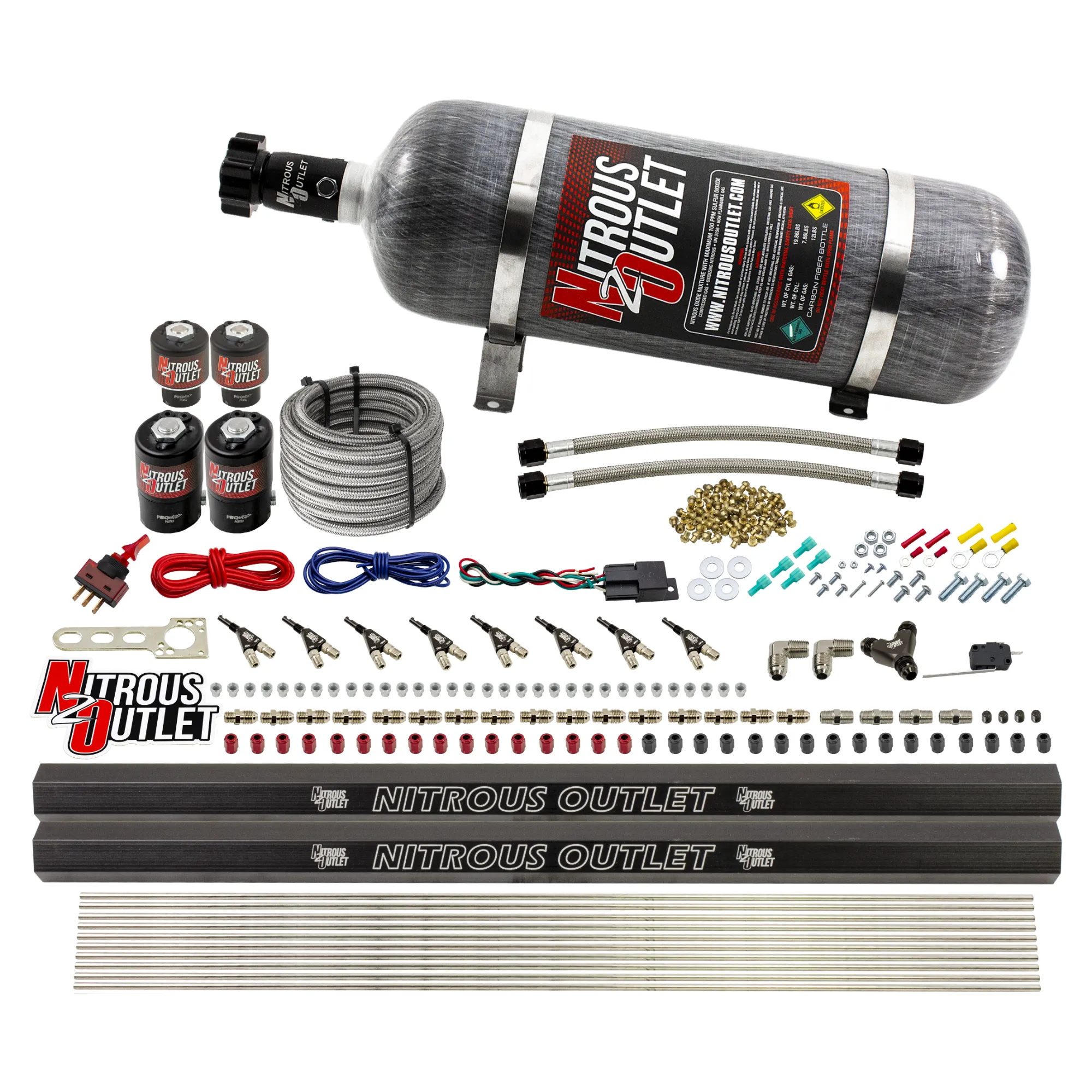 Nitrous Outlet 8 Cylinder Direct Port System - Two .112 Nitrous Solenoids/Two .177 Fuel Solenoids/Two Dual Passage Injecti...