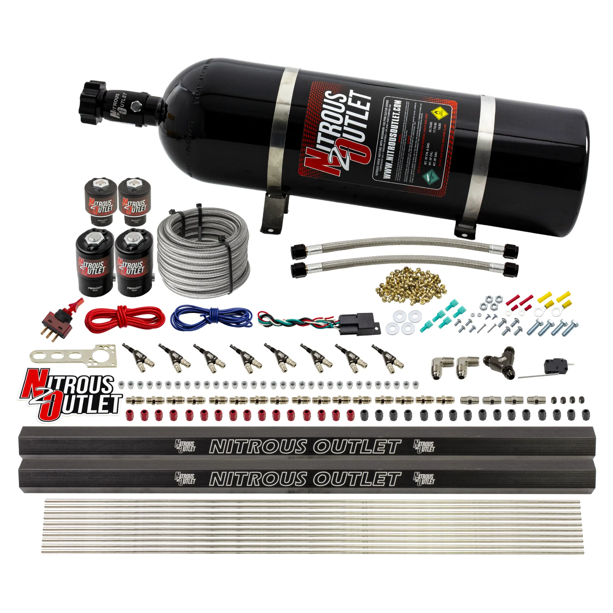 Nitrous Outlet 8 Cylinder Direct Port System - Two .112 Nitrous Solenoids/Two .177 Fuel Solenoids/Two Dual Passage Injecti...