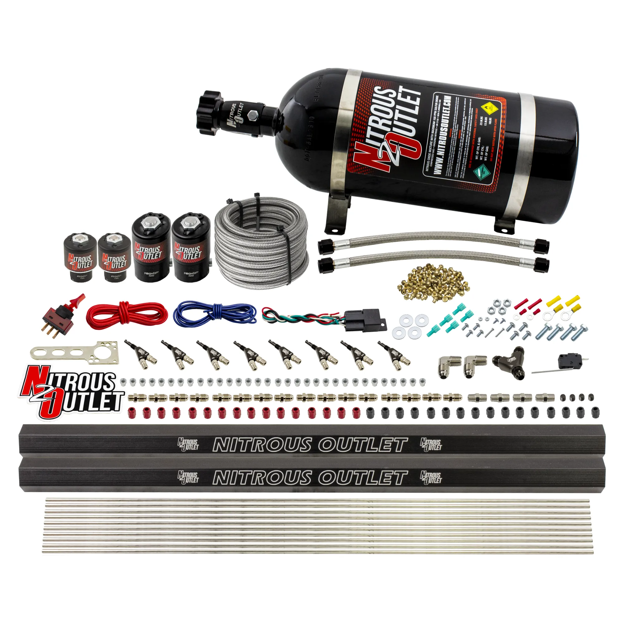 Nitrous Outlet 8 Cylinder Direct Port System - Two .122 Nitrous Solenoids/Two .177 Fuel Solenoids/Two Dual Passage Injecti...