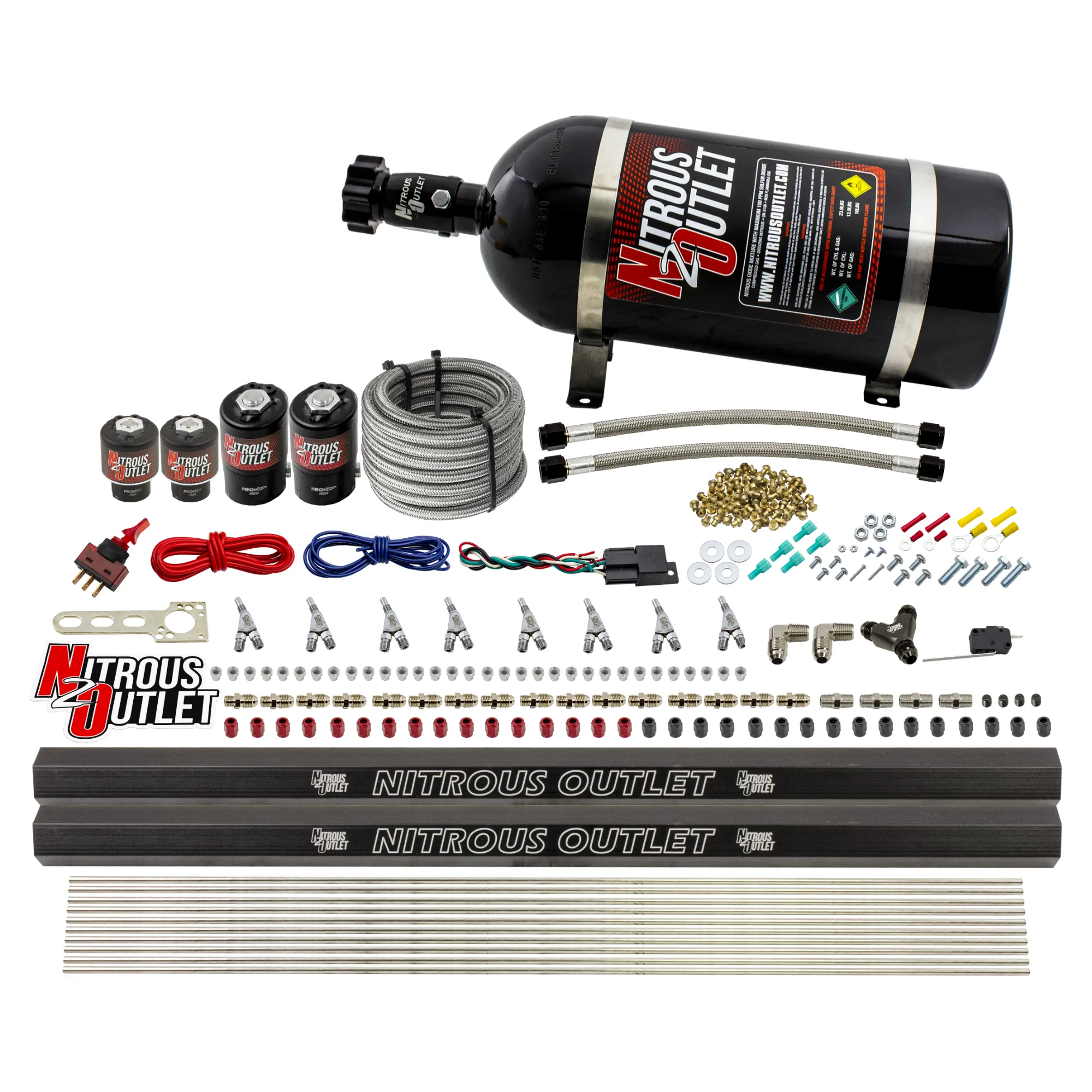 Nitrous Outlet 8 Cylinder Direct Port System - Two .122 Nitrous Solenoids/Two .177 Fuel Solenoids/Two Dual Passage Injecti...
