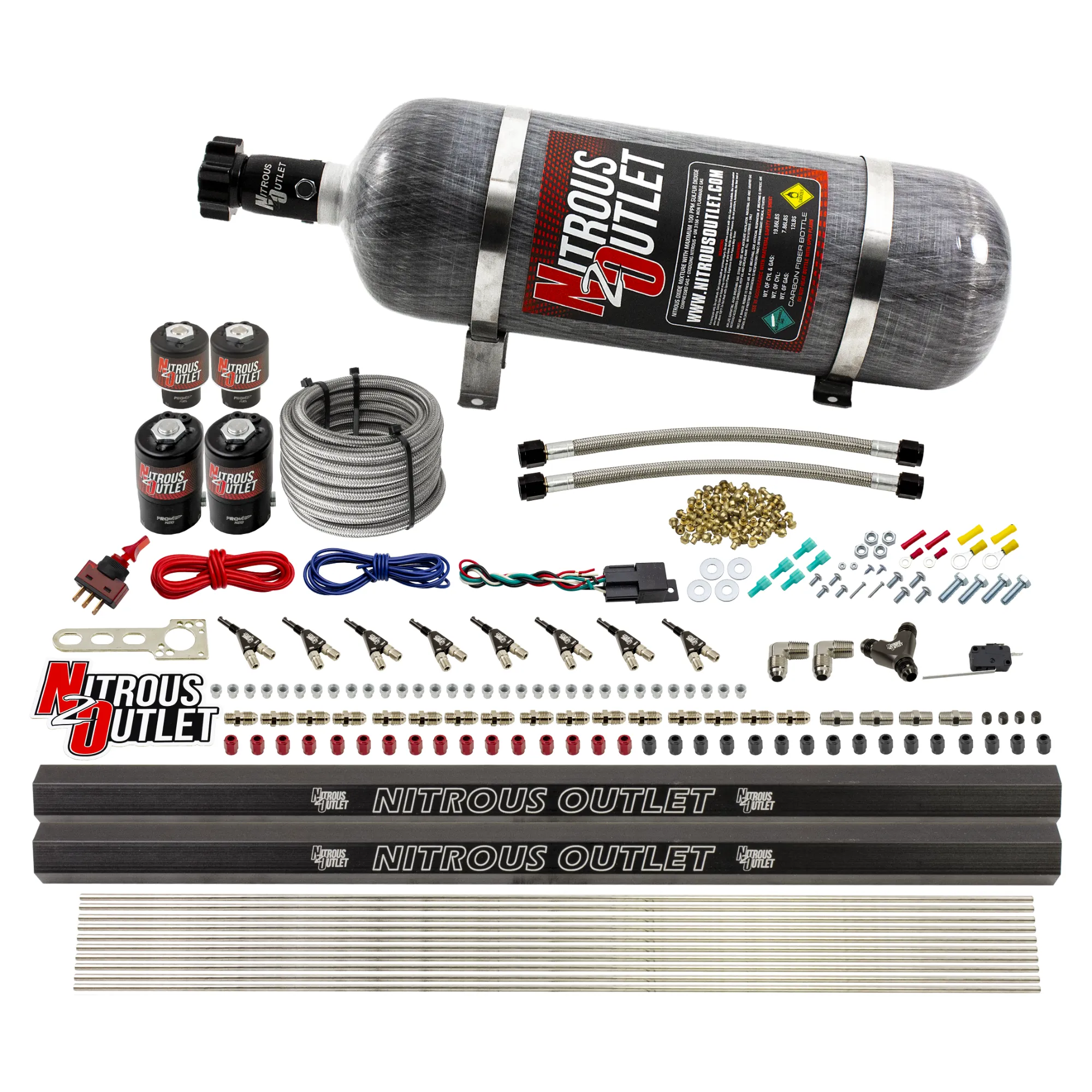 Nitrous Outlet 8 Cylinder Direct Port System - Two .112 Nitrous Solenoids/Two .177 Fuel Solenoids/Two Dual Passage Injecti...