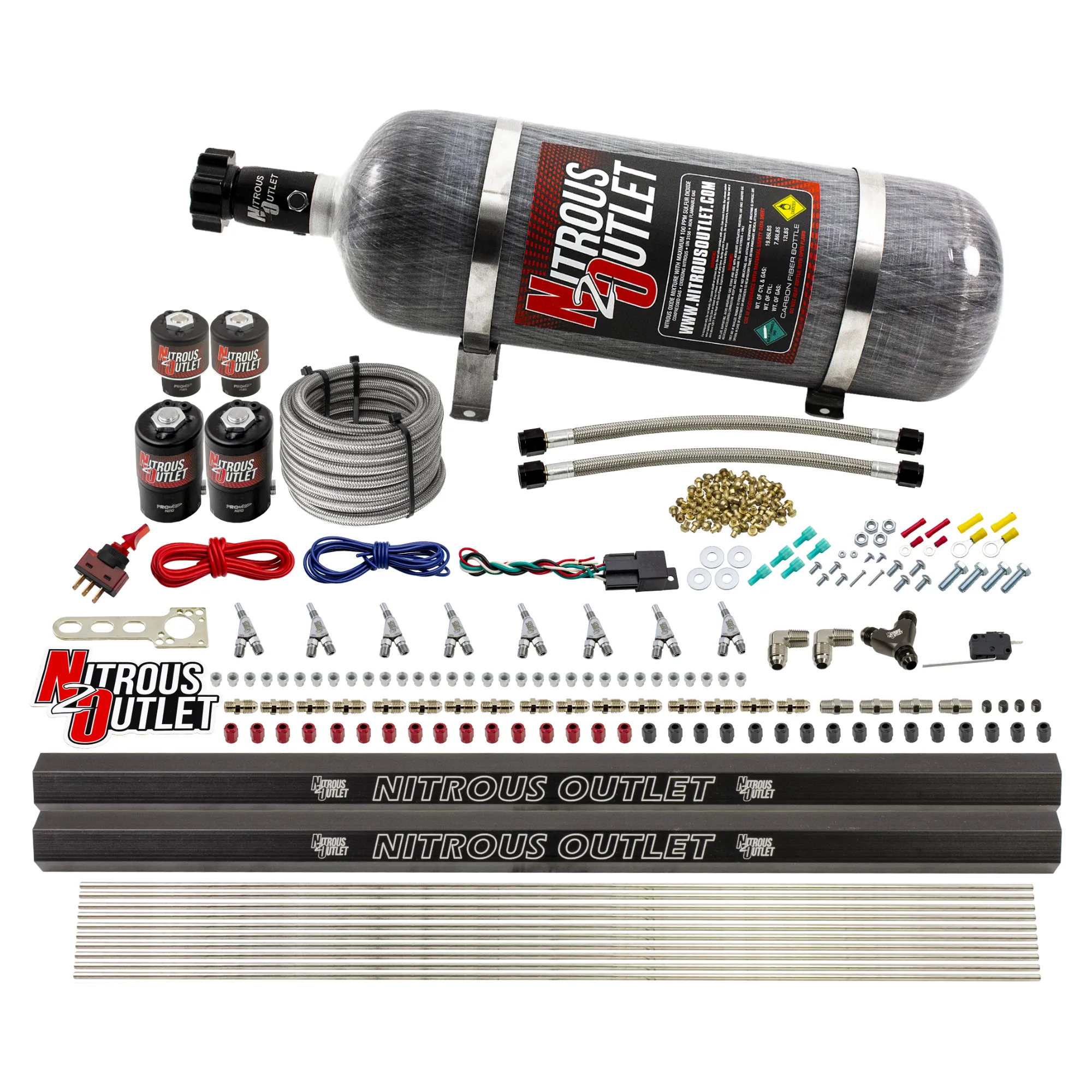 Nitrous Outlet 8 Cylinder Direct Port System - Two .112 Nitrous Solenoids/Two .177 Fuel Solenoids/Two Dual Passage Injecti...