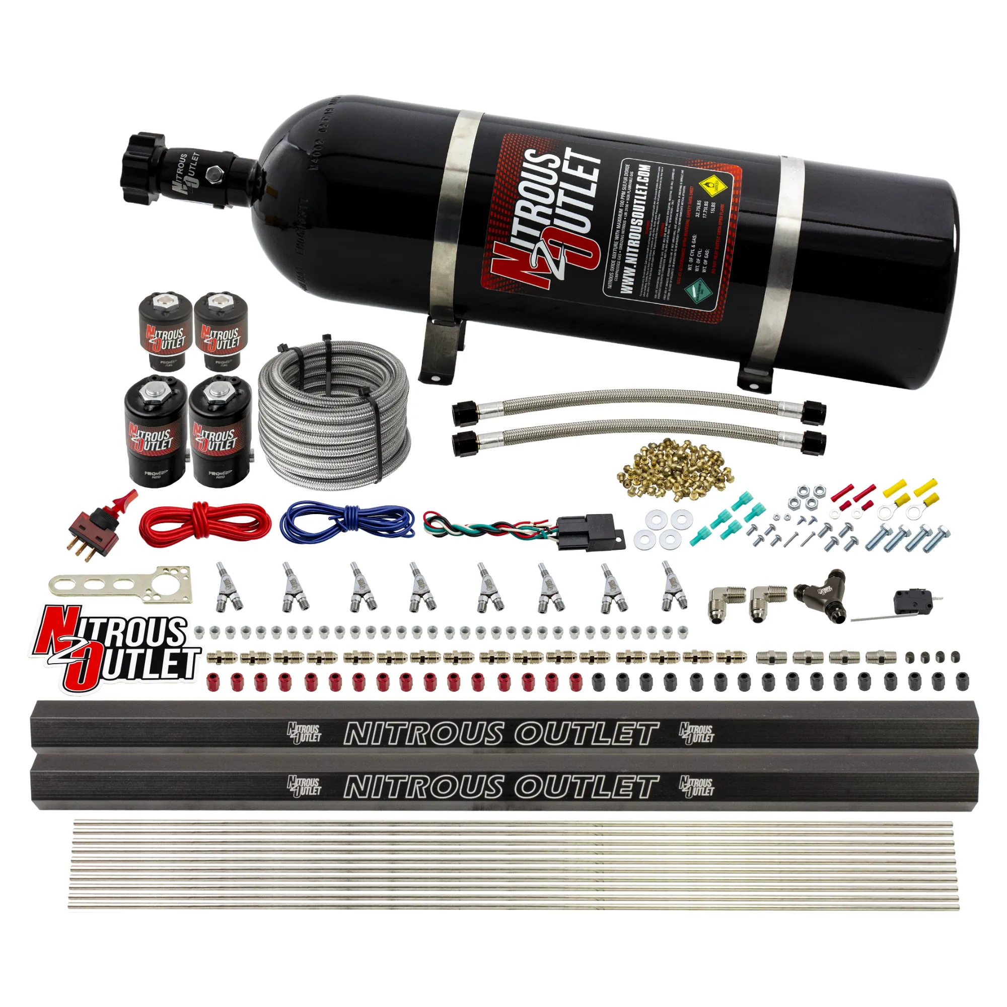 Nitrous Outlet 8 Cylinder Direct Port System - Two .112 Nitrous Solenoids/Two .177 Fuel Solenoids/Two Dual Passage Injecti...
