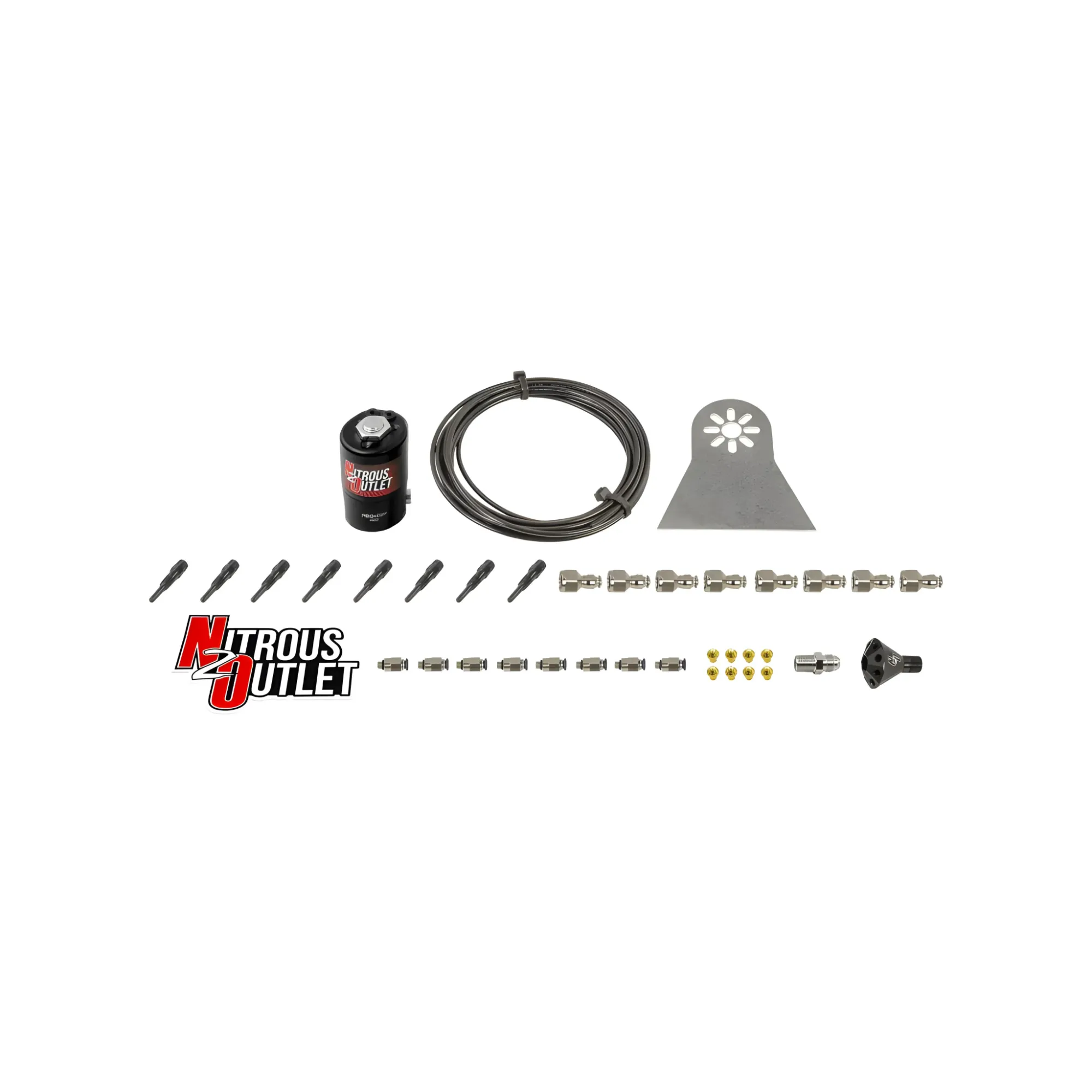 Nitrous Outlet Dry 8 Cylinder Solenoids forward Direct Port Conversion Kit  - .122 Nitrous Solenoid/Nylon Hose/Showerhead ...