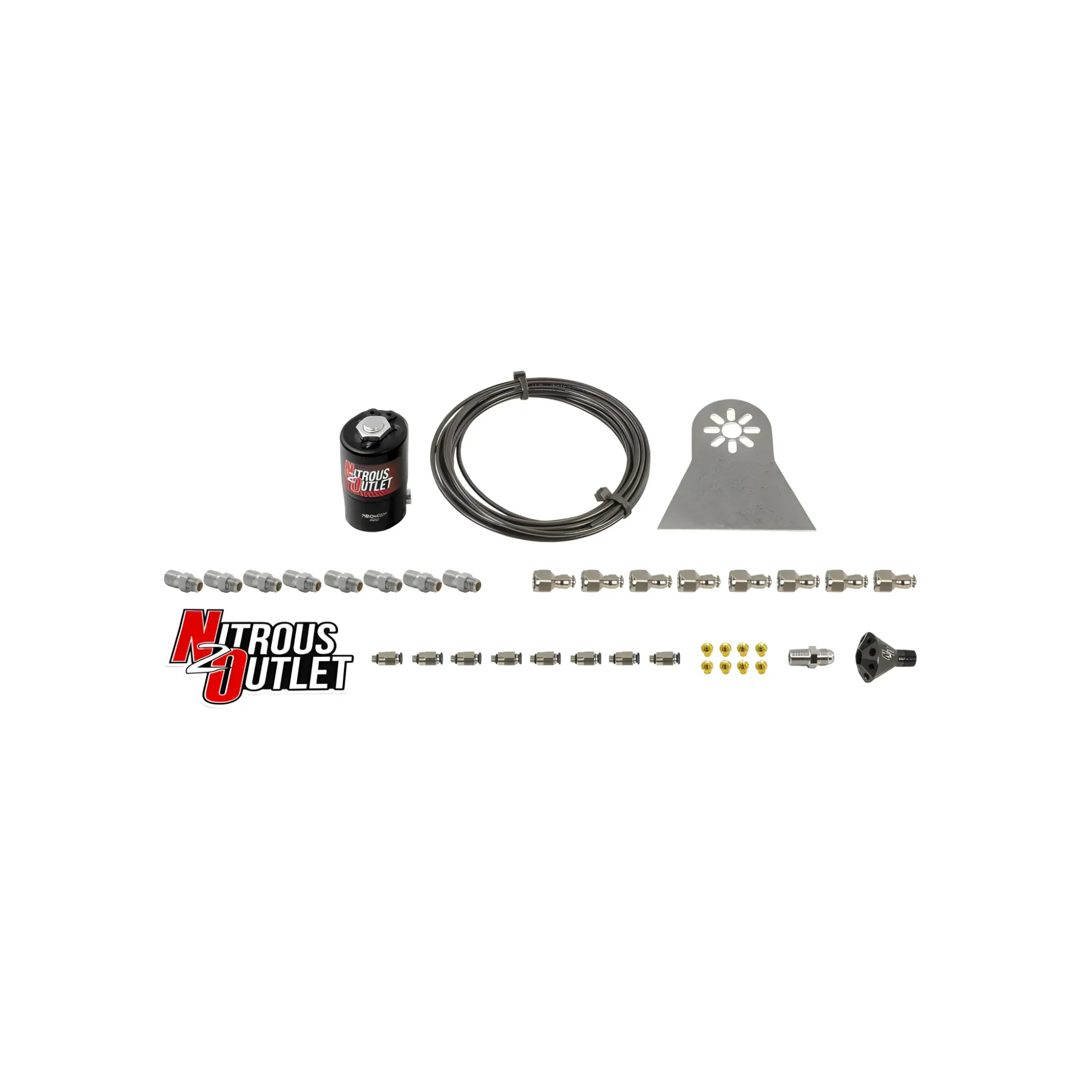 Nitrous Outlet Dry 8 Cylinder Solenoids forward Direct Port Conversion Kit  - .122 Nitrous Solenoid/Nylon Hose/Showerhead ...