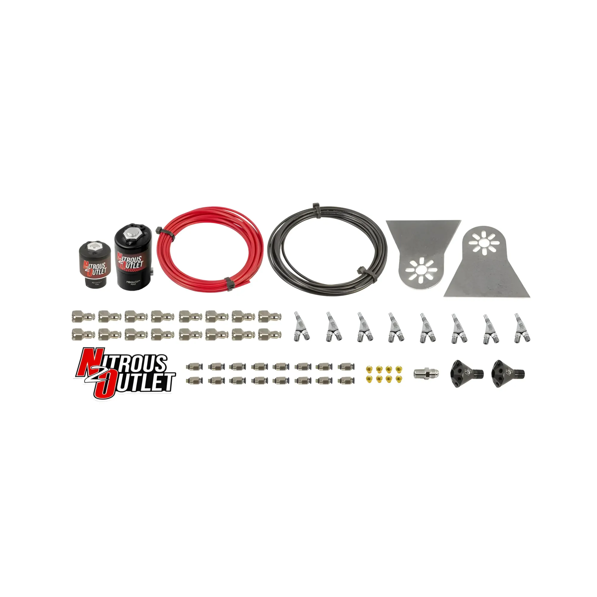 Nitrous Outlet 8 Cylinder Solenoids forward Direct Port Conversion Kit  - .122 Nitrous Solenoid/.177 Fuel Solenoid/Nylon H...