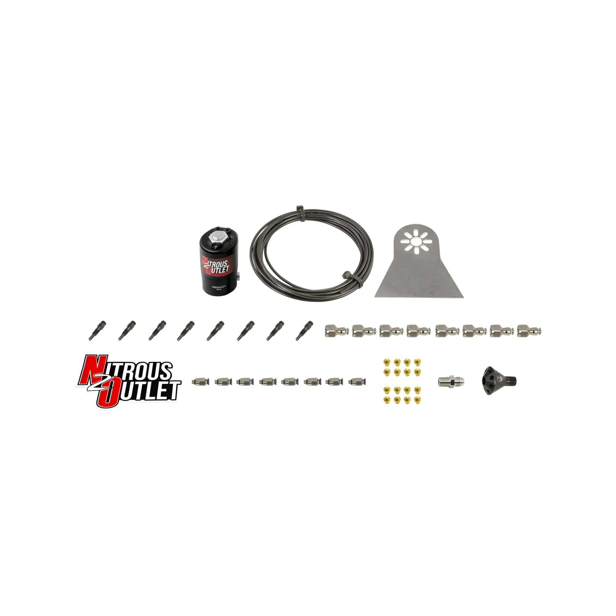 Nitrous Outlet Dry 8 Cylinder Solenoids forward Direct Port Conversion Kit  - .112 Nitrous Solenoid/Nylon Hose/Showerhead ...