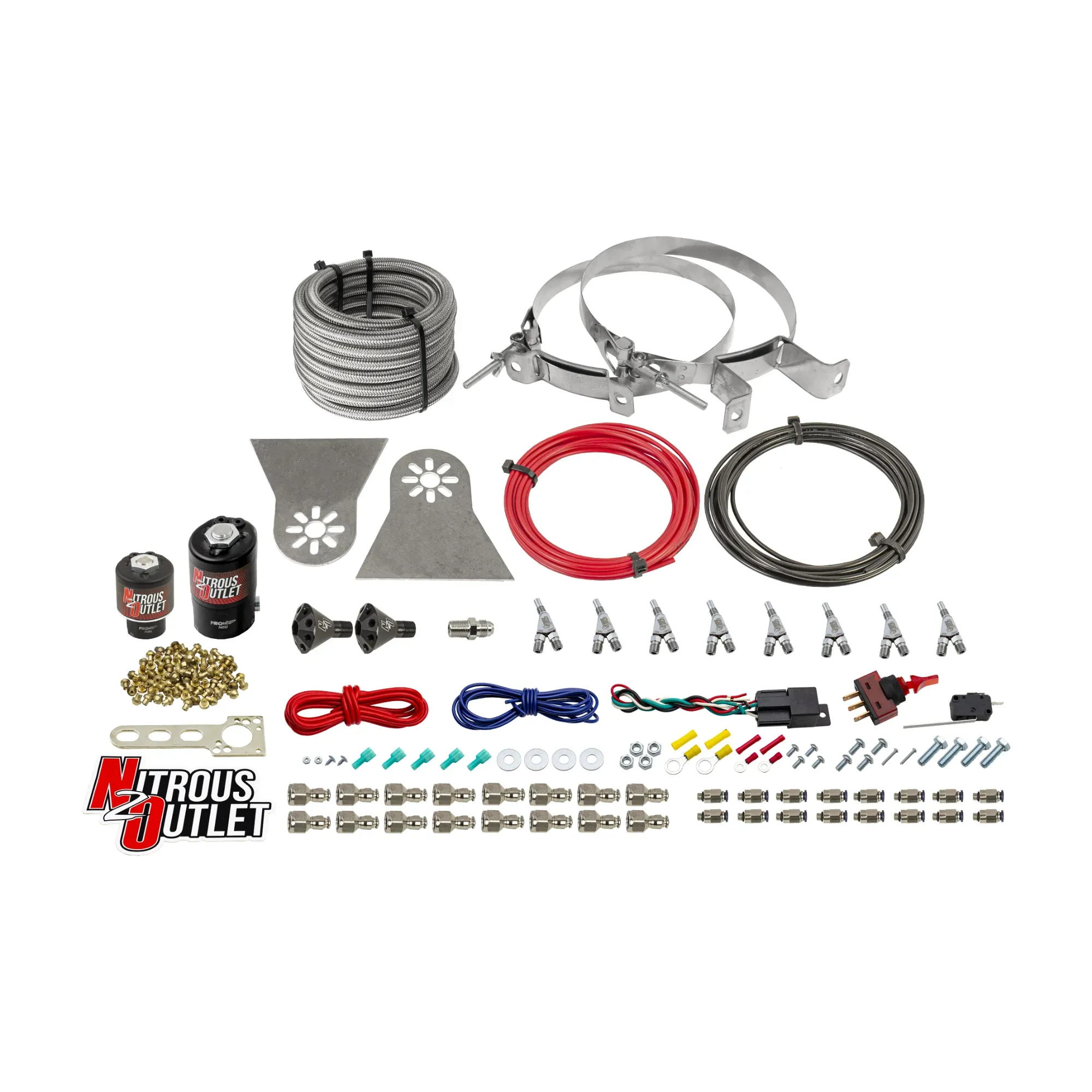 Nitrous Outlet 8 Cylinder Direct Port System - .112 Nitrous Solenoids/.177 Fuel Solenoids/Nylon Hose/Showerhead Distributi...