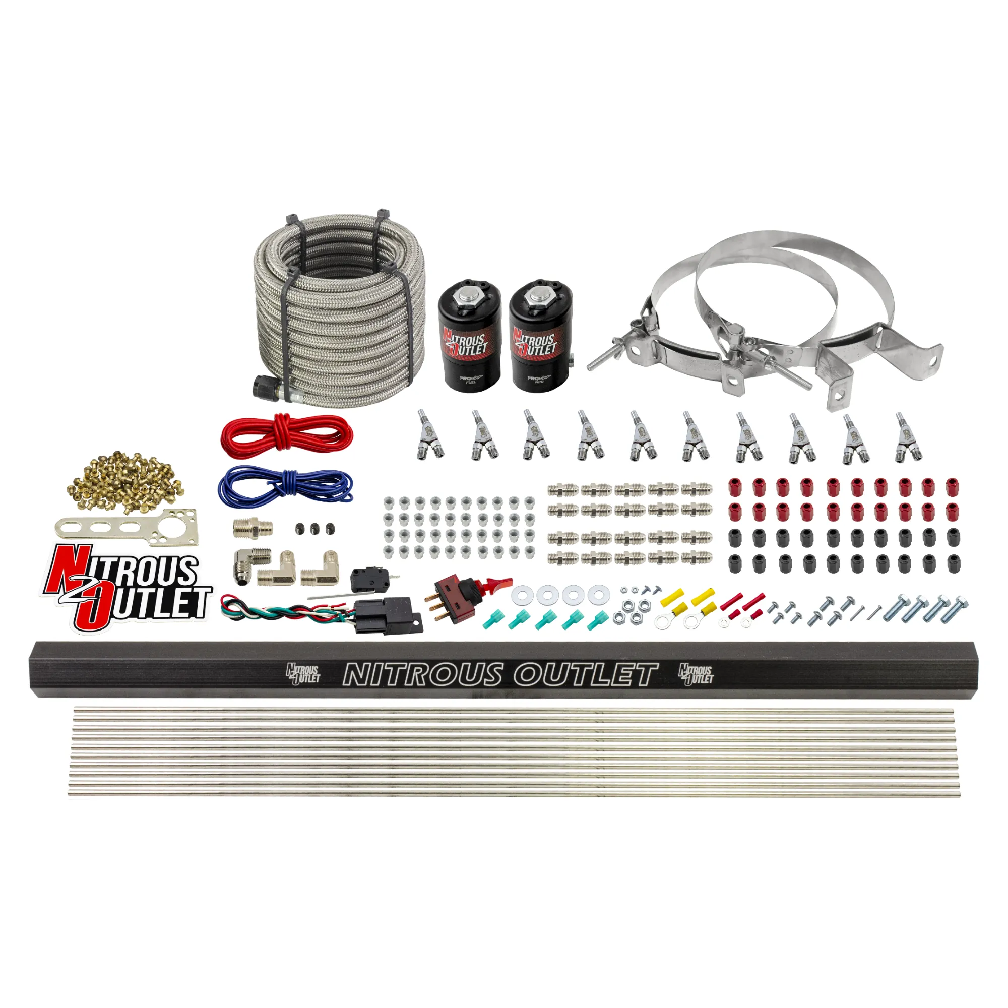 Nitrous Outlet 10 Cylinder Direct Port System - .122 Nitrous Solenoid/.310 Fuel Solenoid/Dual Passage Injection Rail/Annul...