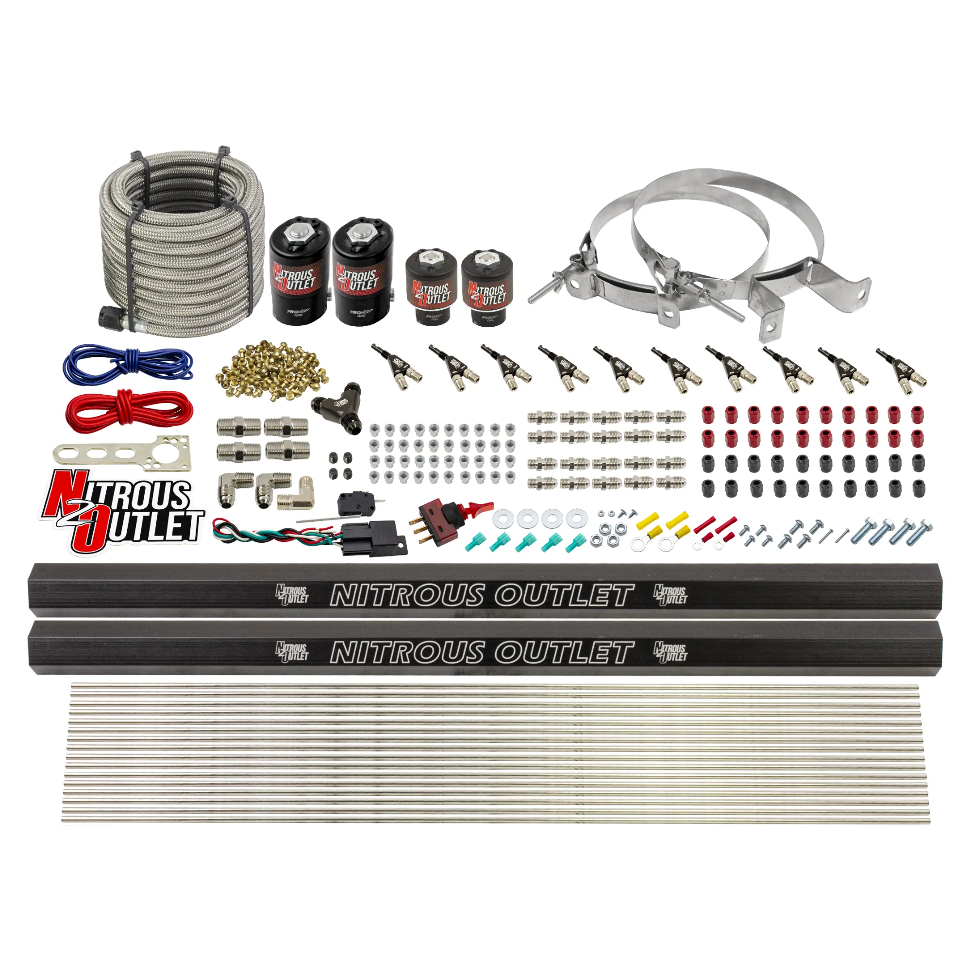 Nitrous Outlet 10 Cylinder Direct Port System - Two .122 Nitrous Solenoid/Two .310 Fuel Solenoid/Two Dual Passage Injectio...