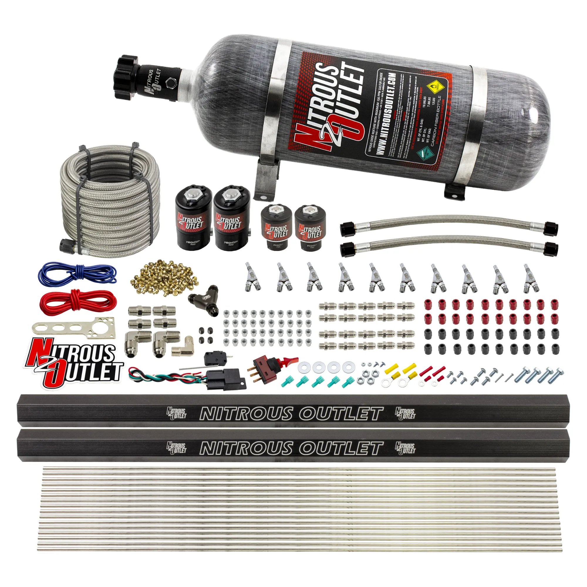 Nitrous Outlet 10 Cylinder Direct Port System - Two .122 Nitrous Solenoid/Two .310 Fuel Solenoid/Two Dual Passage Injectio...
