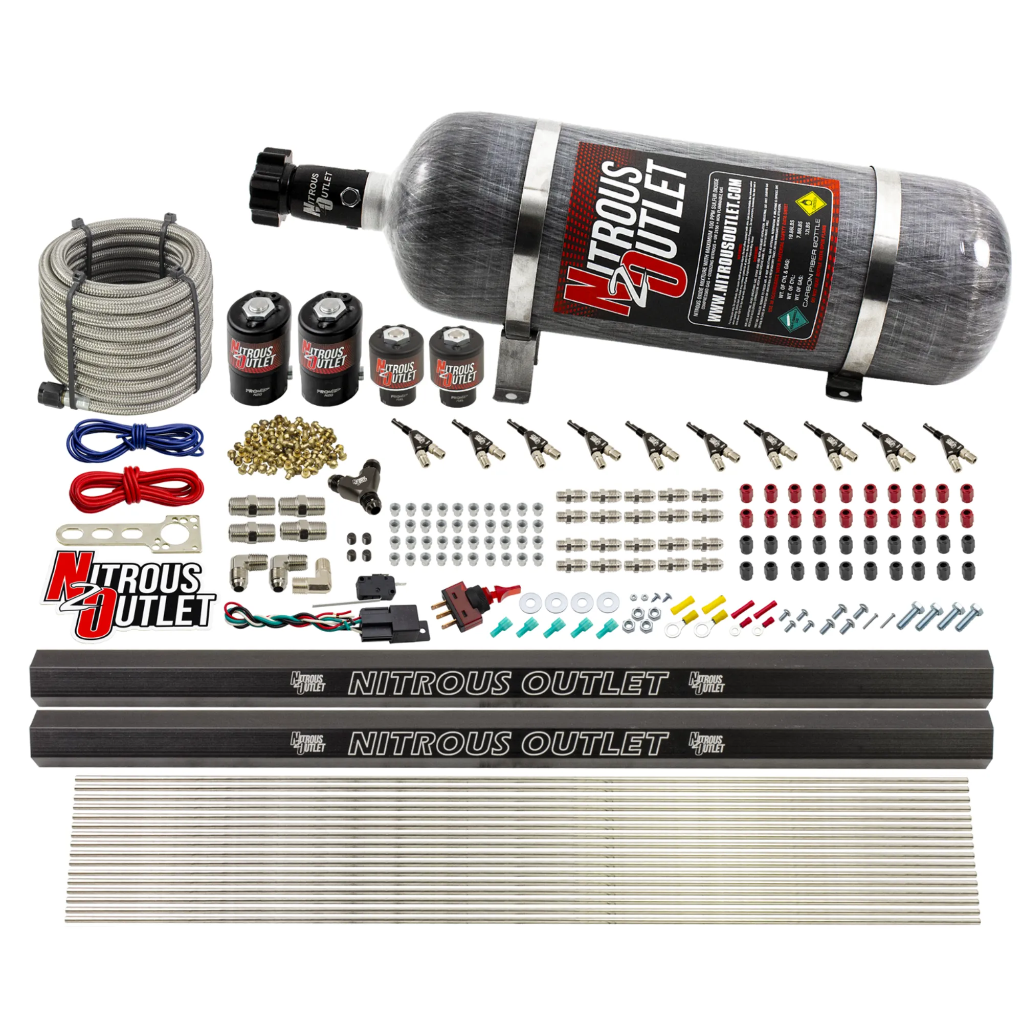 Nitrous Outlet 10 Cylinder Direct Port System - Two .122 Nitrous Solenoid/Two .310 Fuel Solenoid/Two Dual Passage Injectio...