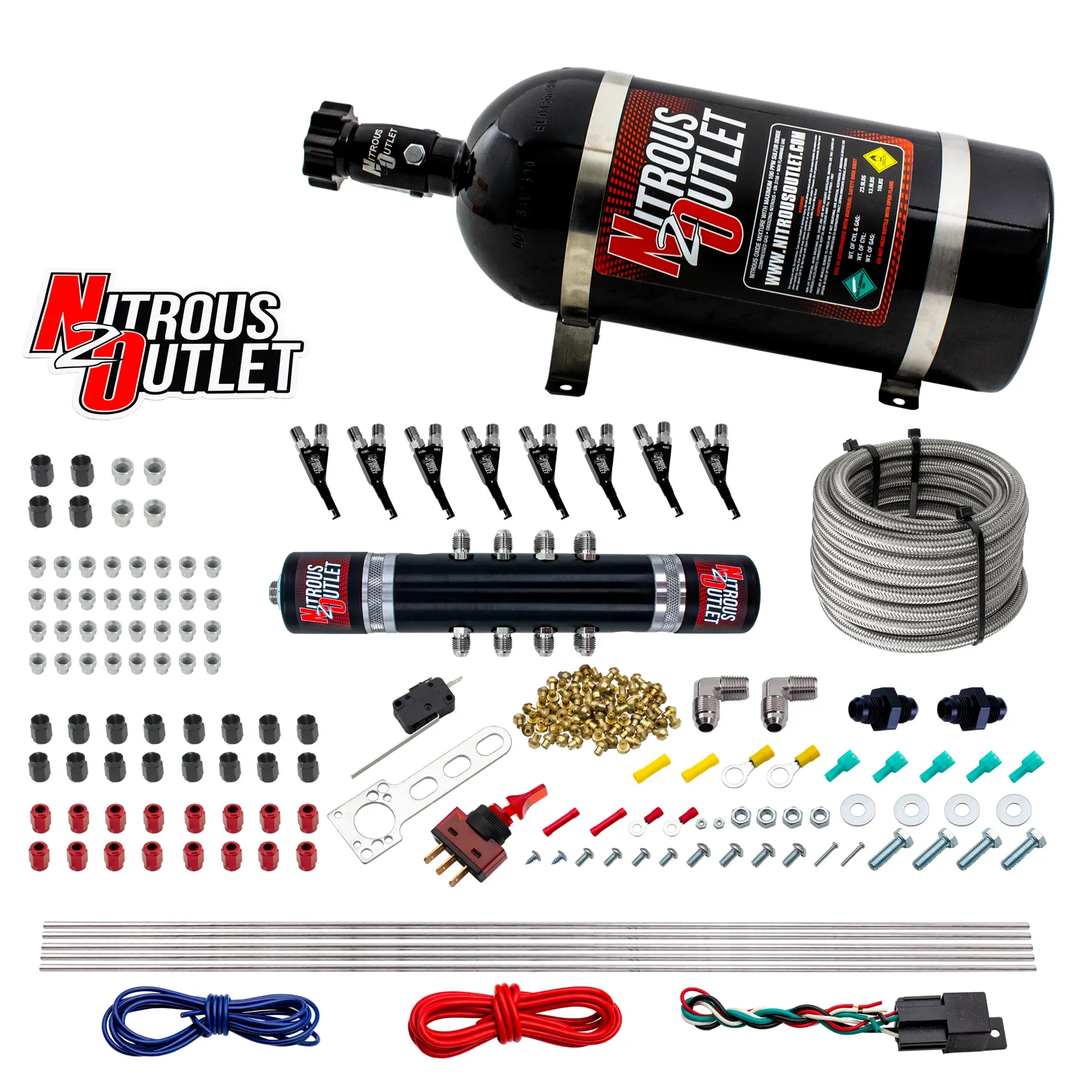 Nitrous Outlet 8 Cylinder 'Black Widow' Direct Port System - .122 Nitrous Solenoid/.310 Fuel Solenoid/Solenoid Distributio...