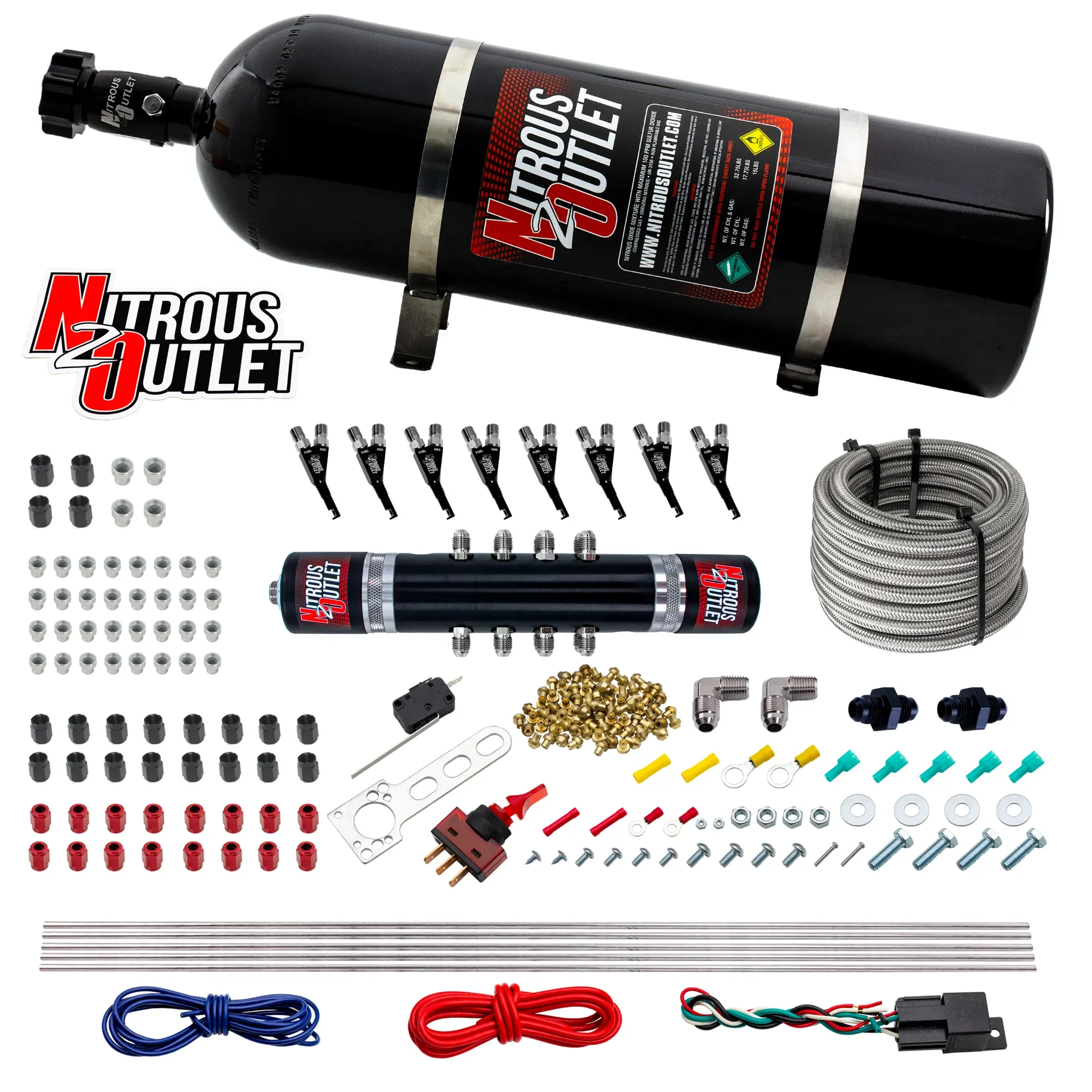 Nitrous Outlet 8 Cylinder 'Black Widow' Direct Port System - .122 Nitrous Solenoid/.310 Fuel Solenoid/Solenoid Distributio...