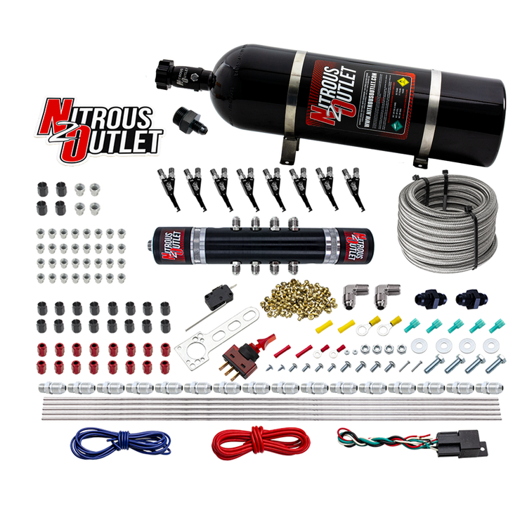 Nitrous Outlet 8 Cylinder 'Black Widow' Direct Port System - .122 Nitrous Solenoid/.310 Fuel Solenoid/Solenoid Distributio...