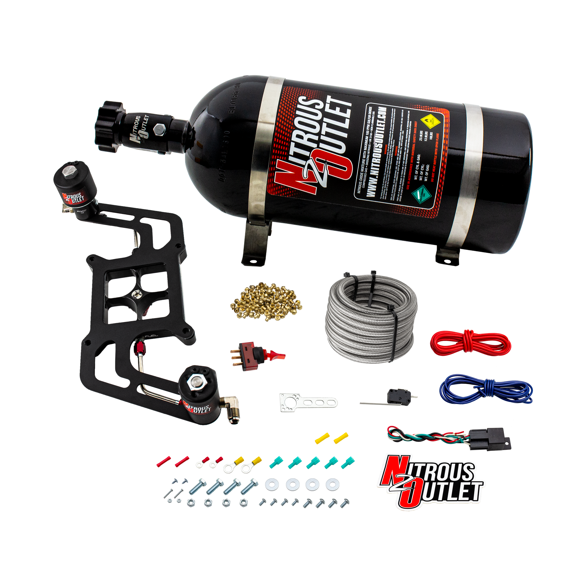 Nitrous Outlet 4150 Stinger 2 Race System - Hard-line/.178 Trashcan Nitrous Solenoid/.310 Fuel Solenoid/Boomerang Solenoid...