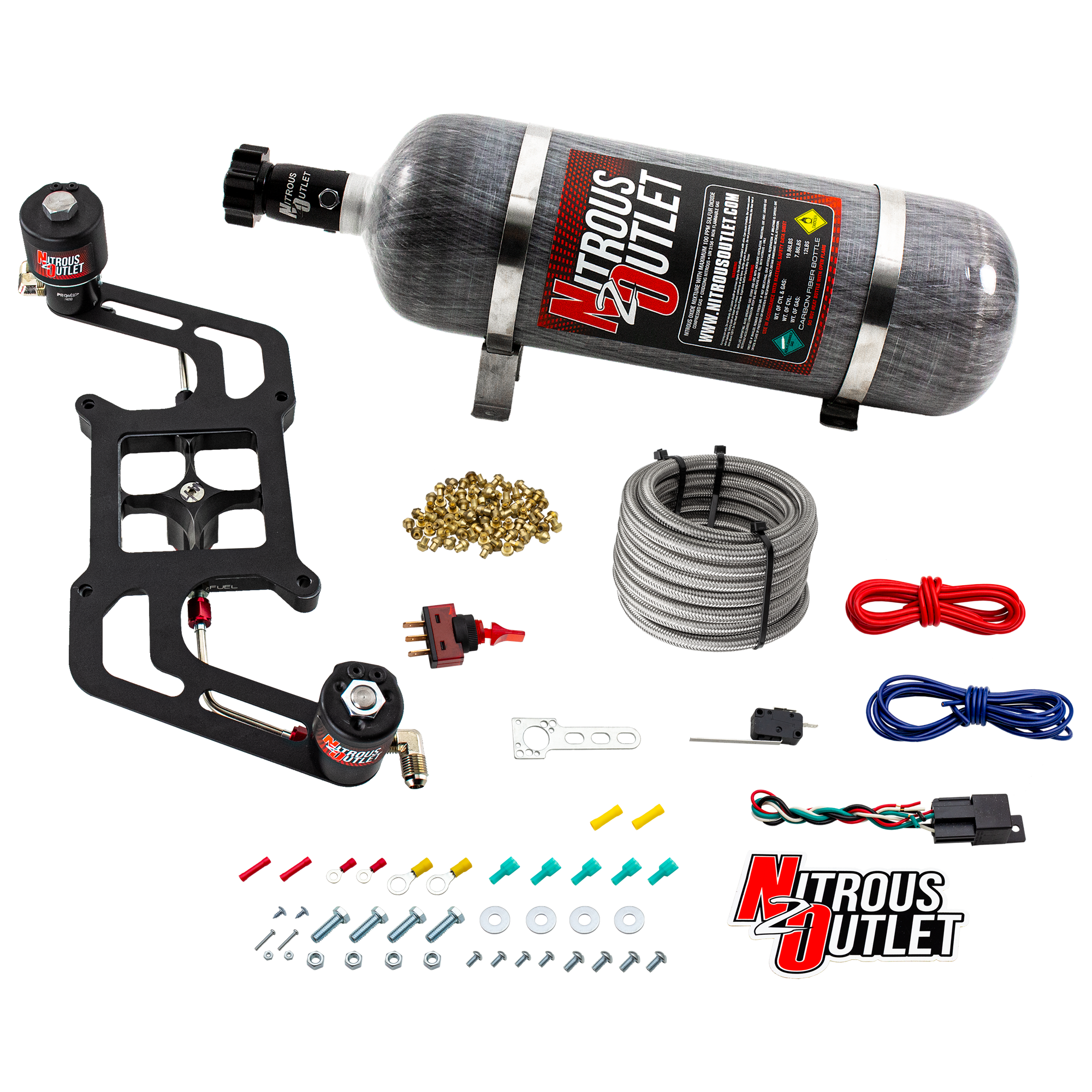 Nitrous Outlet 4150 Stinger 3 Race System - Hard-line/.178 Trashcan Nitrous Solenoid/.310 Fuel Solenoid/Boomerang Solenoid...