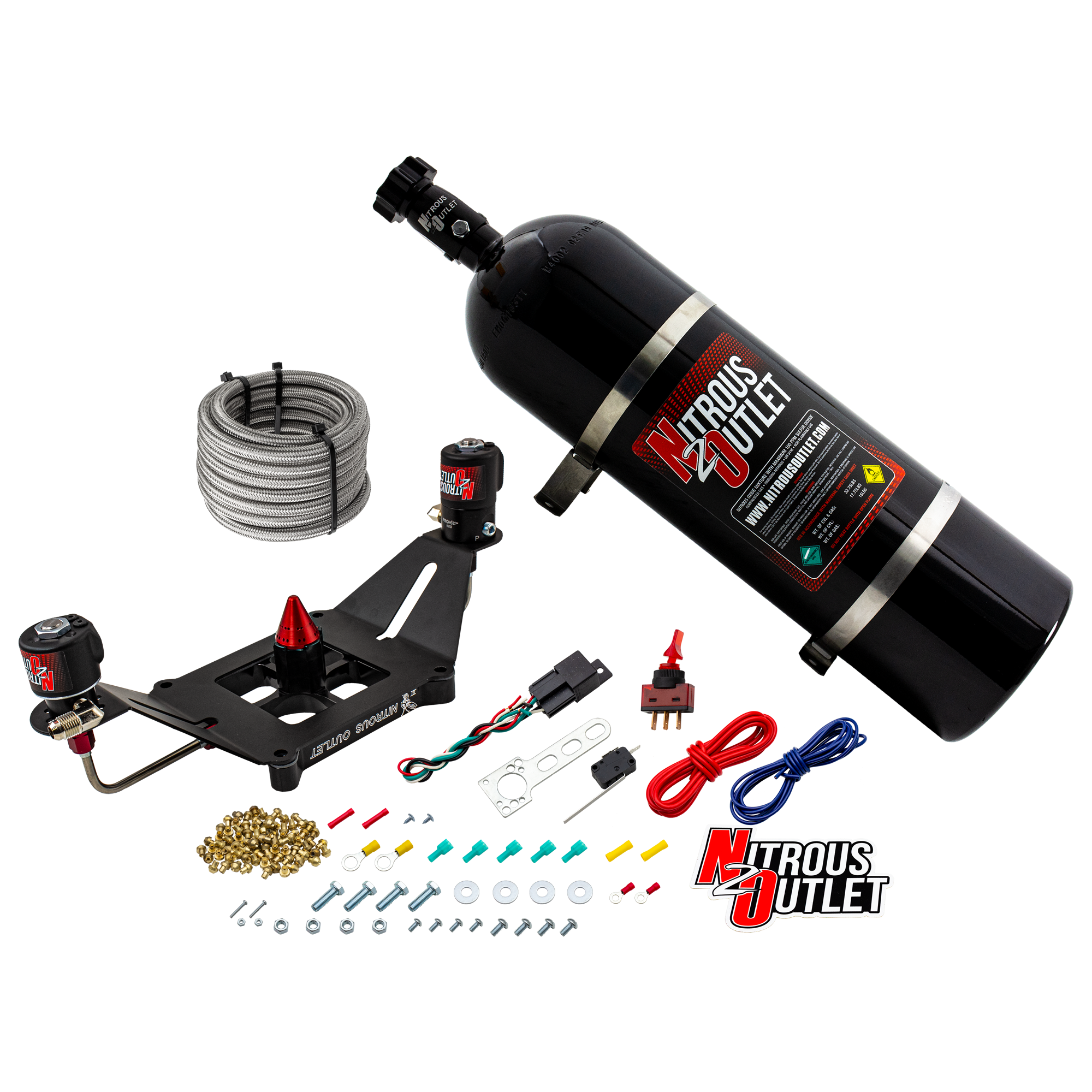 Nitrous Outlet 4150 Stinger 3 System - Hard-line/.122 Nitrous Solenoid/.177 Fuel Solenoid/Deep Break Solenoid Bracket/Sole...