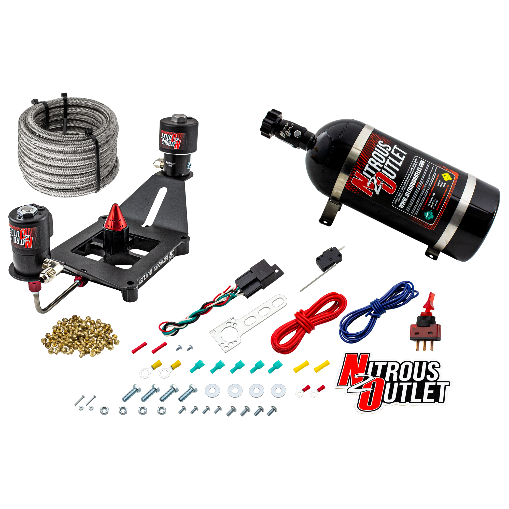 Nitrous Outlet 4150 Stinger 3 Race System - Hard-line/.178 Trashcan Nitrous Solenoid/.310 Fuel Solenoid/Deep Break Solenoi...