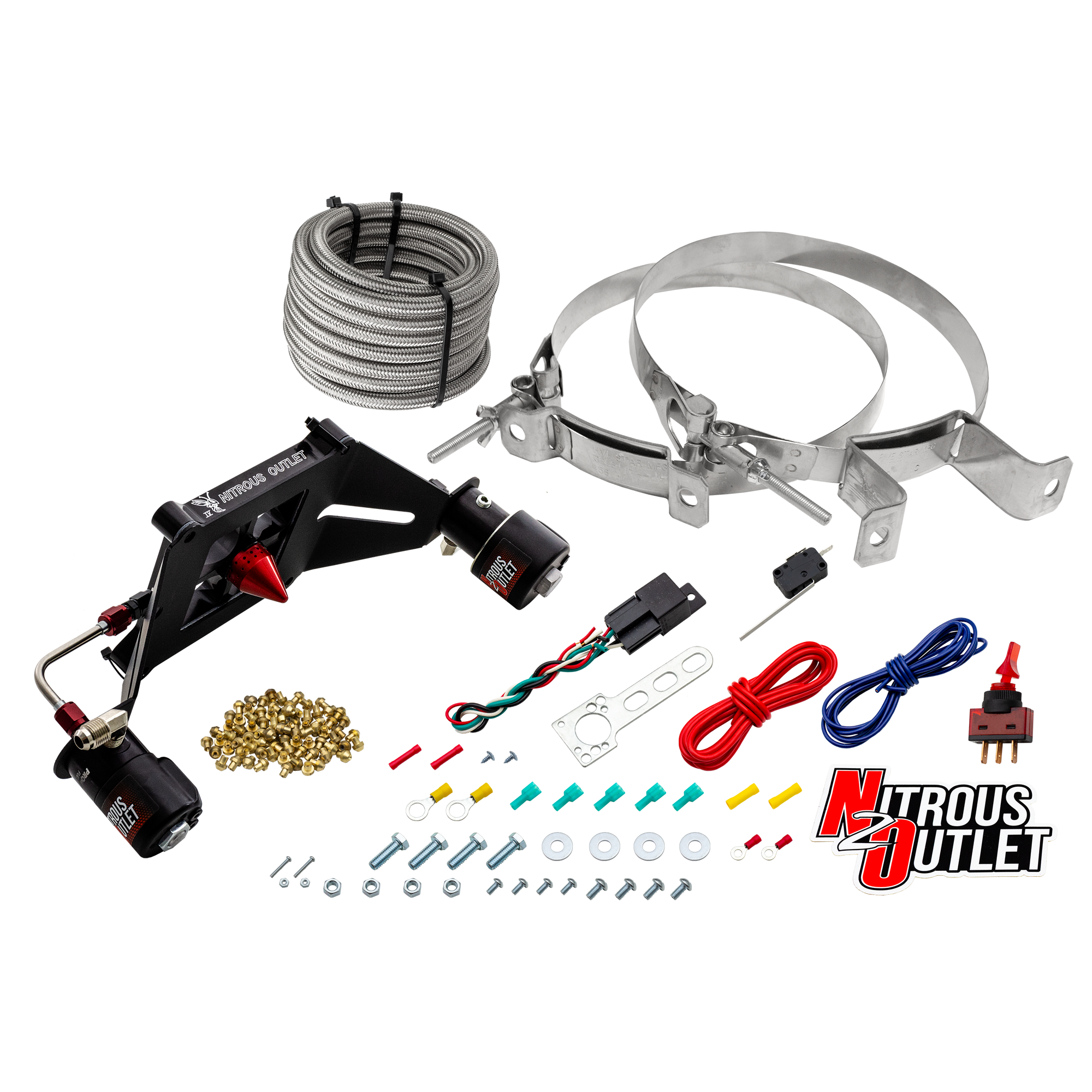 Nitrous Outlet 4150 Stinger 4 Race System - Hard-line/.178 Trashcan Nitrous Solenoid/.310 Fuel Solenoid/Deep Break Solenoi...