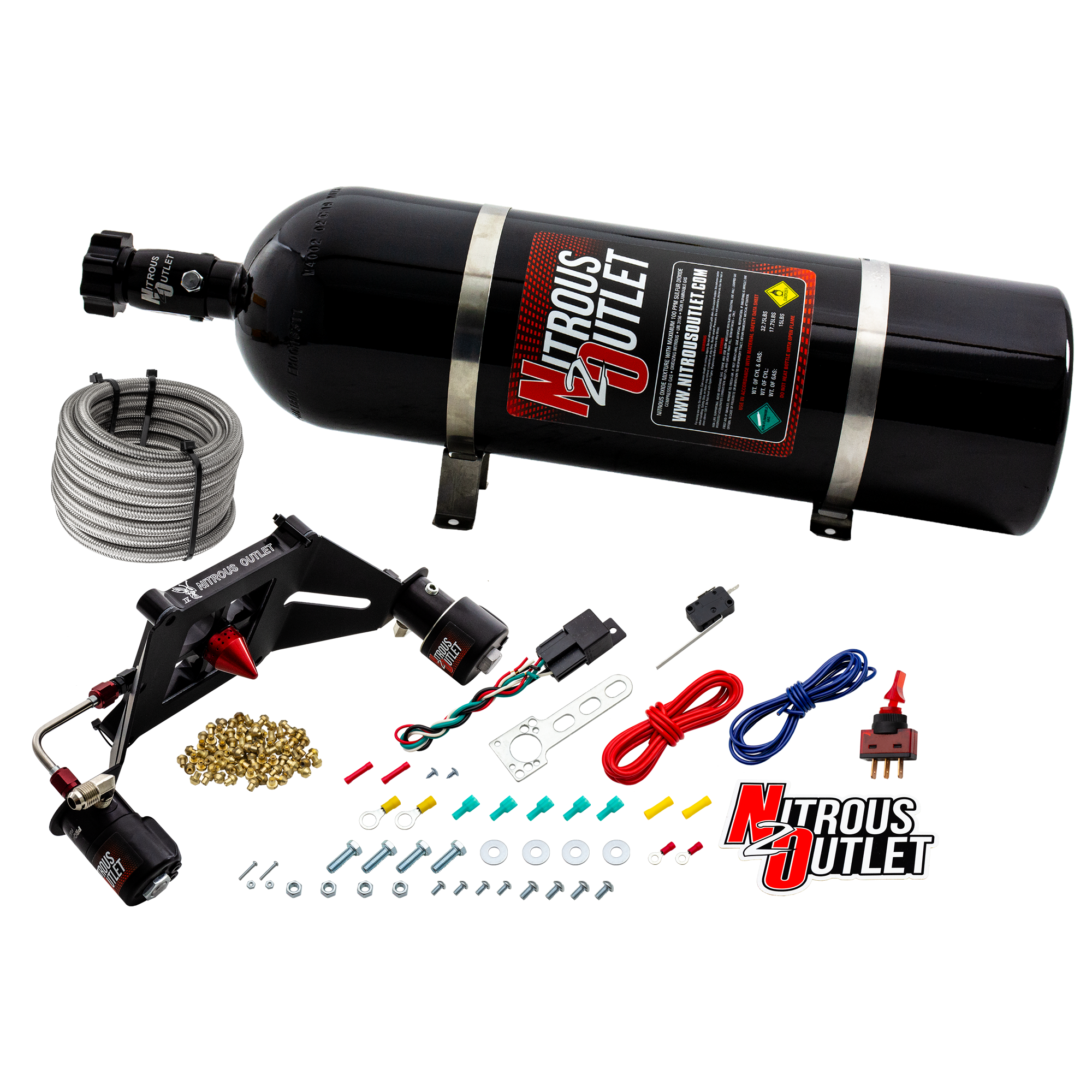 Nitrous Outlet 4150 Stinger 4 Race System - Hard-line/.178 Trashcan Nitrous Solenoid/.310 Fuel Solenoid/Deep Break Solenoi...
