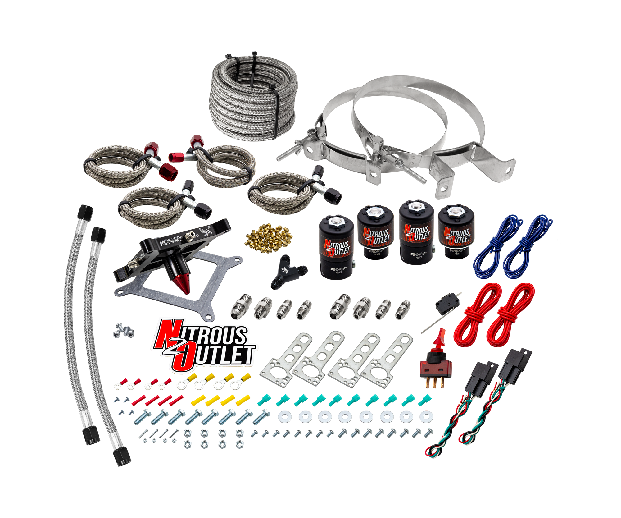 Nitrous Outlet 4150  Hornet 3 Dual Stage System - Two .122 Nitrous Solenoids/Two .177 Fuel Solenoids/Universal Solenoid Br...