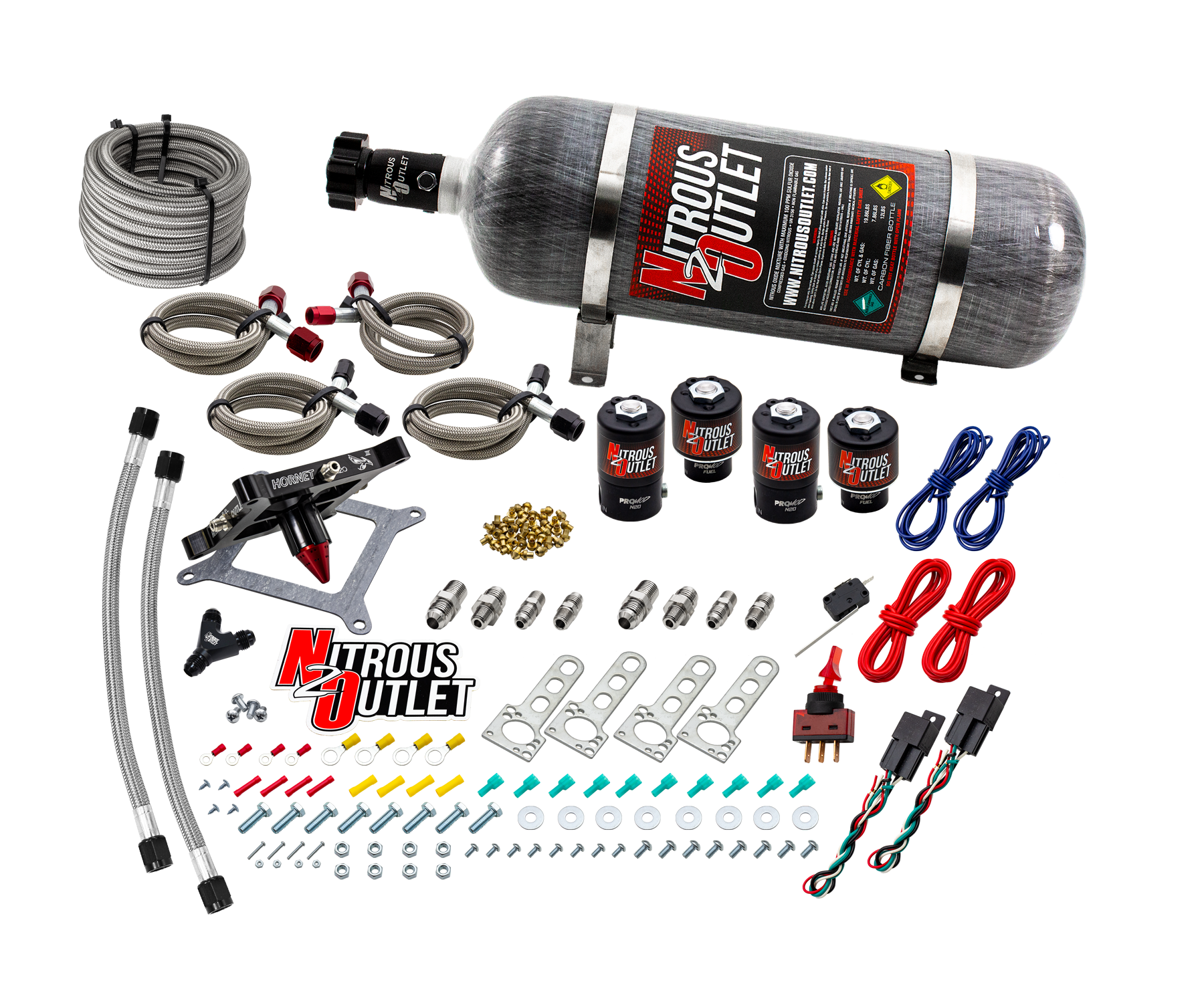 Nitrous Outlet 4150  Hornet 3 Dual Stage System - Two .122 Nitrous Solenoids/Two .177 Fuel Solenoids/Universal Solenoid Br...