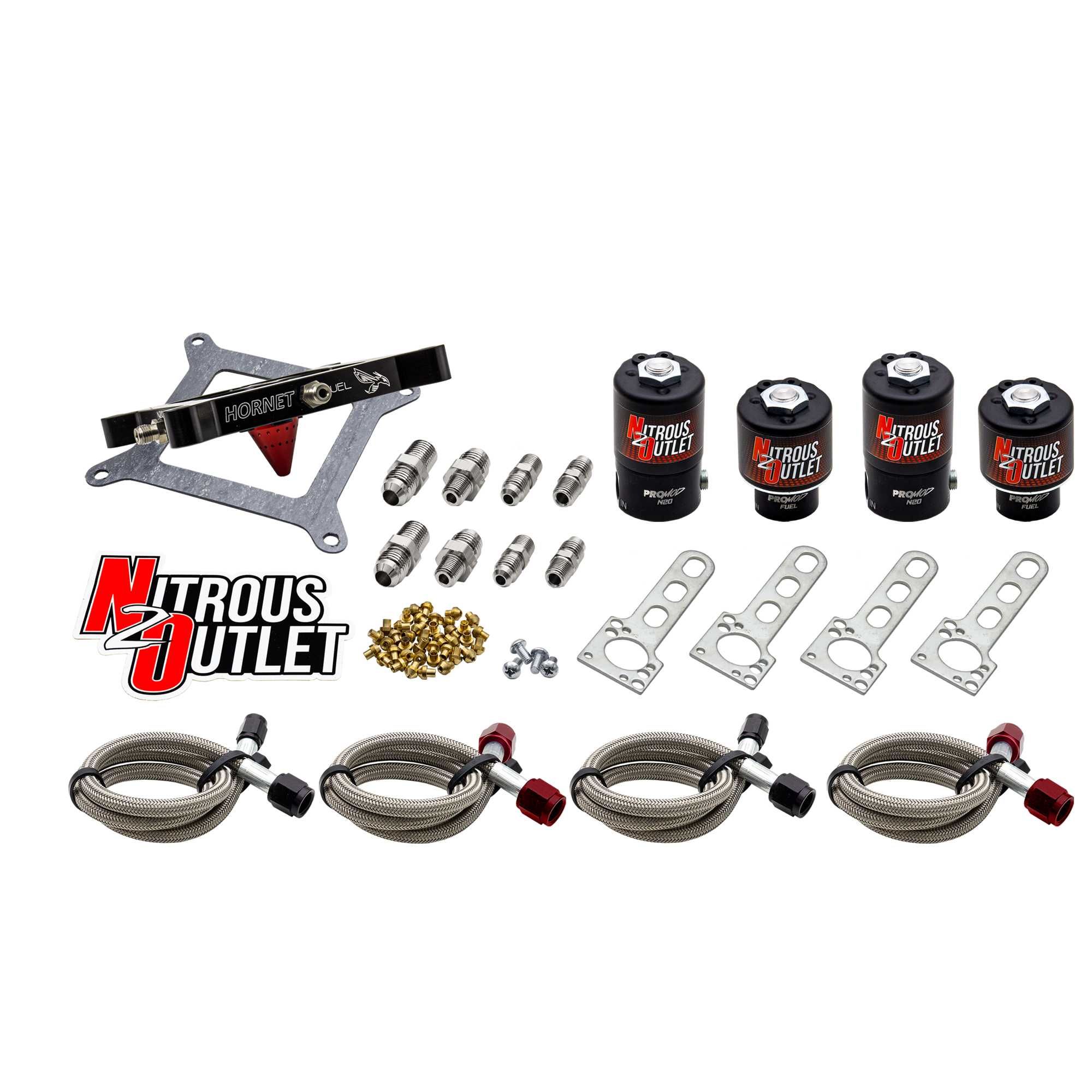 Nitrous Outlet 4150 Hornet 2 Dual Stage Solenoid Forward Conversion Kit - Two .122 Nitrous Solenoids/Two .177 Fuel Solenoi...