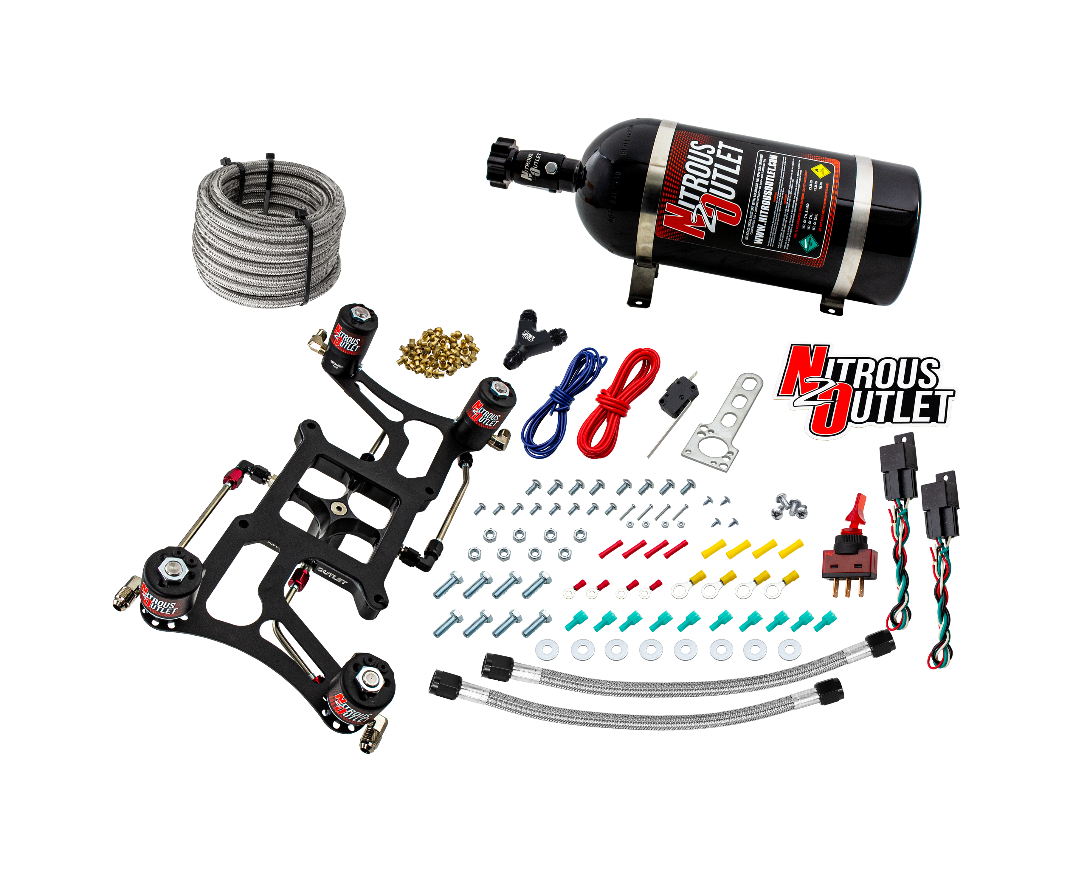 Nitrous Outlet 4150 Hornet 3 Dual Stage System - Hard-line/Two .122 Nitrous Solenoids/Two .177 Fuel Solenoids/Four Solenoi...