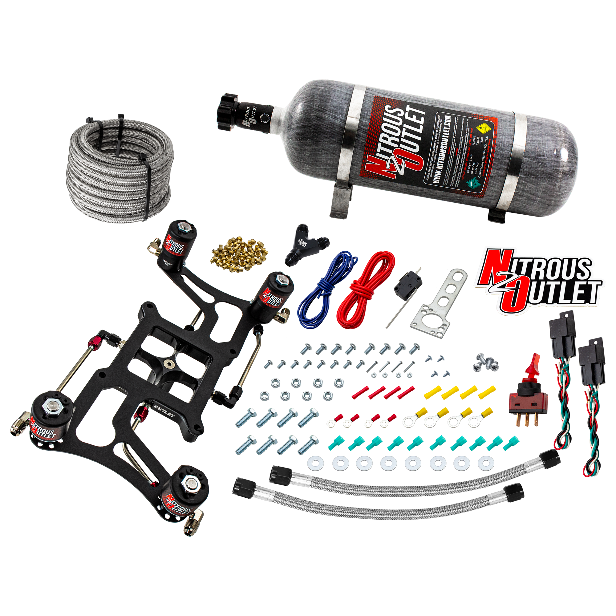 Nitrous Outlet 4150 Hornet 3 Dual Stage System - Hard-line/Two .122 Nitrous Solenoids/Two .177 Fuel Solenoids/Four Solenoi...