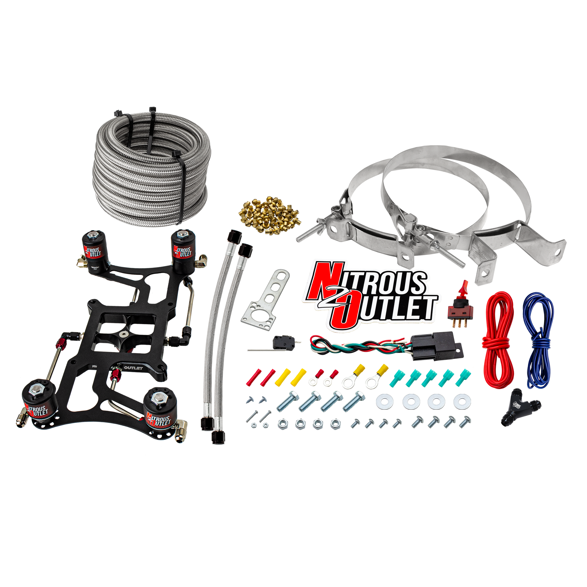 Nitrous Outlet 4150 Hornet 2 Race Dual Stage System - Hard-line/Two .178 Trashcan Nitrous Solenoids/Two .310 Fuel Solenoid...