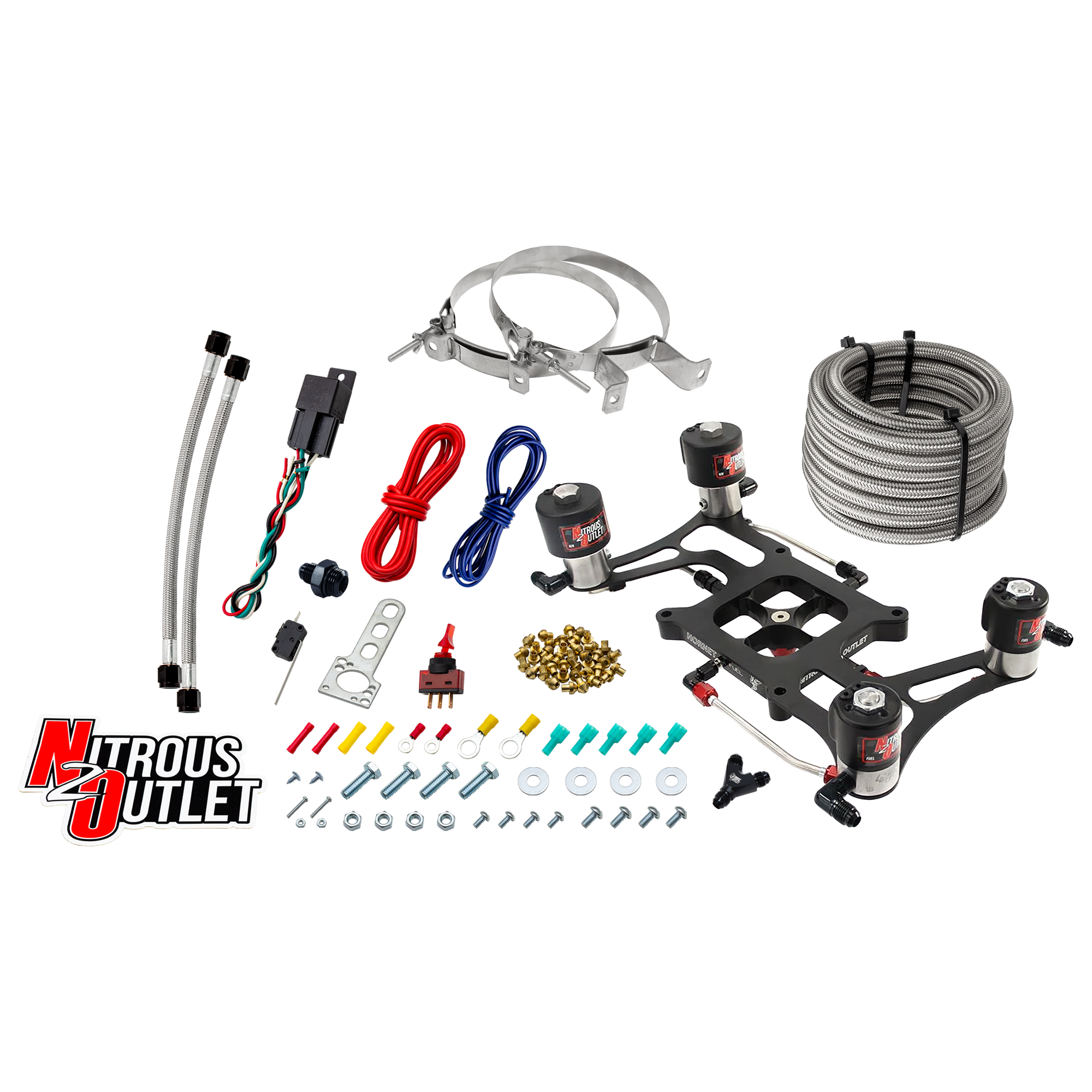 Nitrous Outlet 4150 Hornet 3 Race Dual Stage System - Hard-line/Two .178 Trashcan Nitrous Solenoids/Two .310 Fuel Solenoid...
