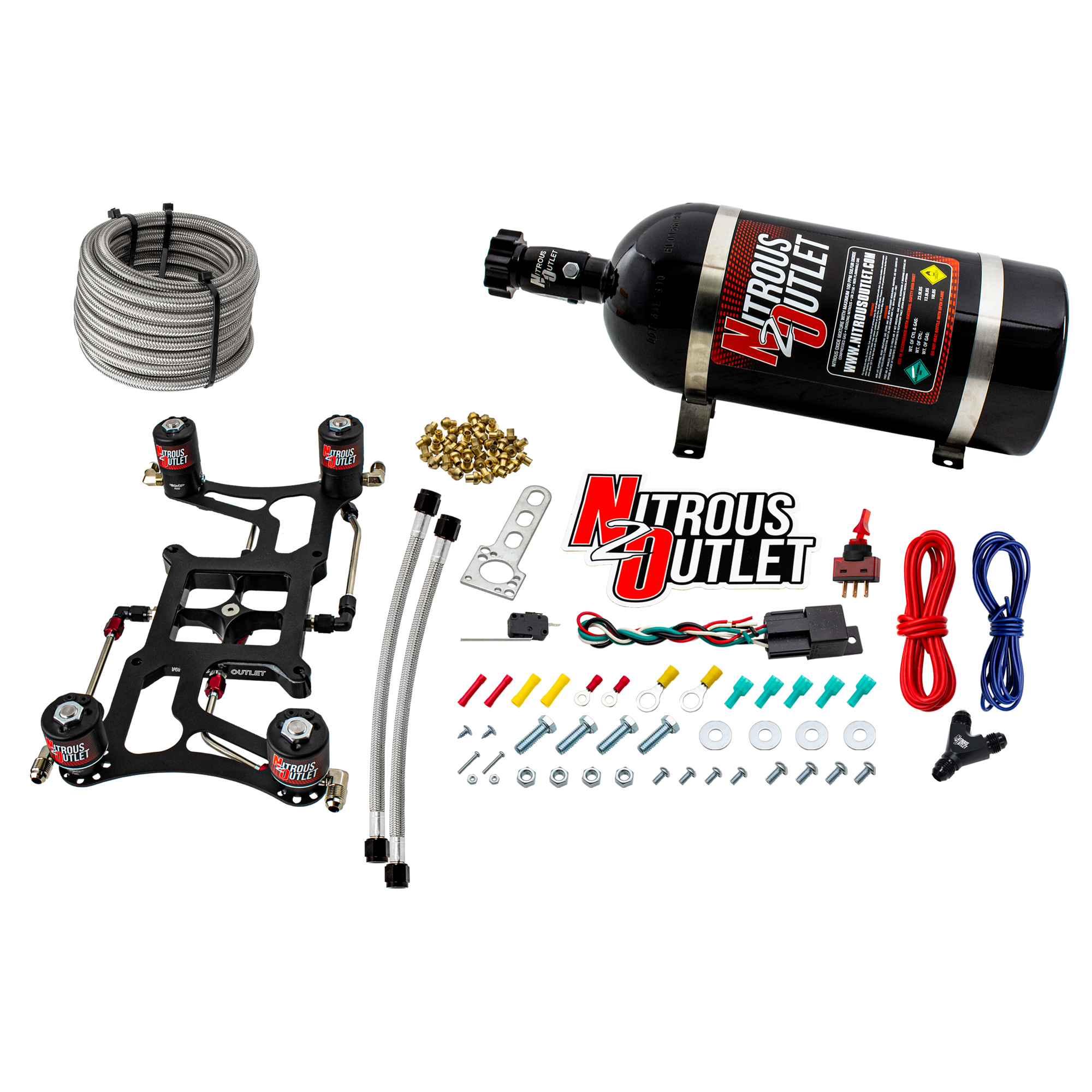 Nitrous Outlet 4150 Hornet 2 Race Dual Stage System - Hard-line/Two .178 Trashcan Nitrous Solenoids/Two .310 Fuel Solenoid...