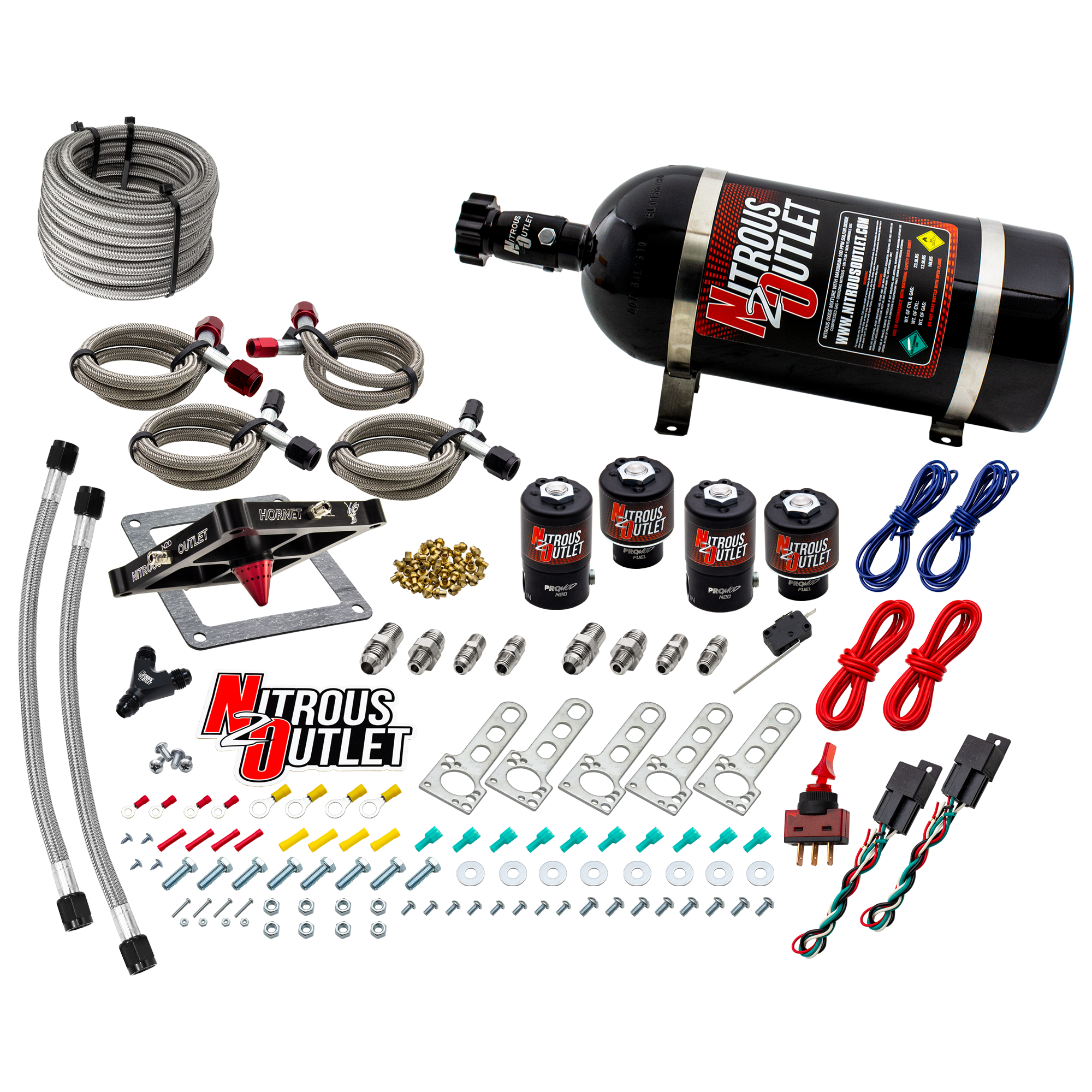 Nitrous Outlet 4500  Hornet 2 Dual Stage System - Two .122 Nitrous Solenoids/Two .177 Fuel Solenoids/Universal Solenoid Br...