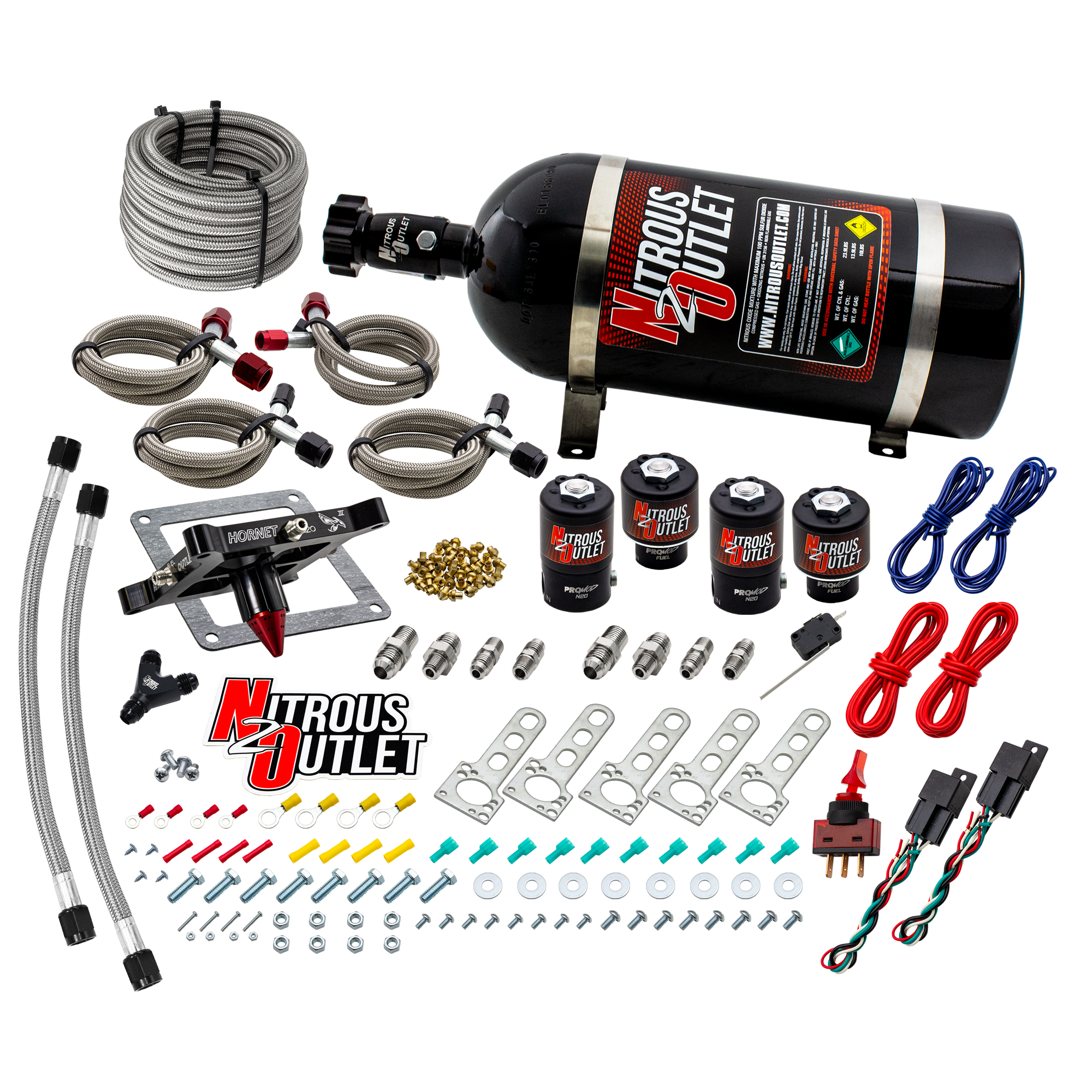 Nitrous Outlet 4500  Hornet 3 Dual Stage System - Two .122 Nitrous Solenoids/Two .177 Fuel Solenoids/Universal Solenoid Br...