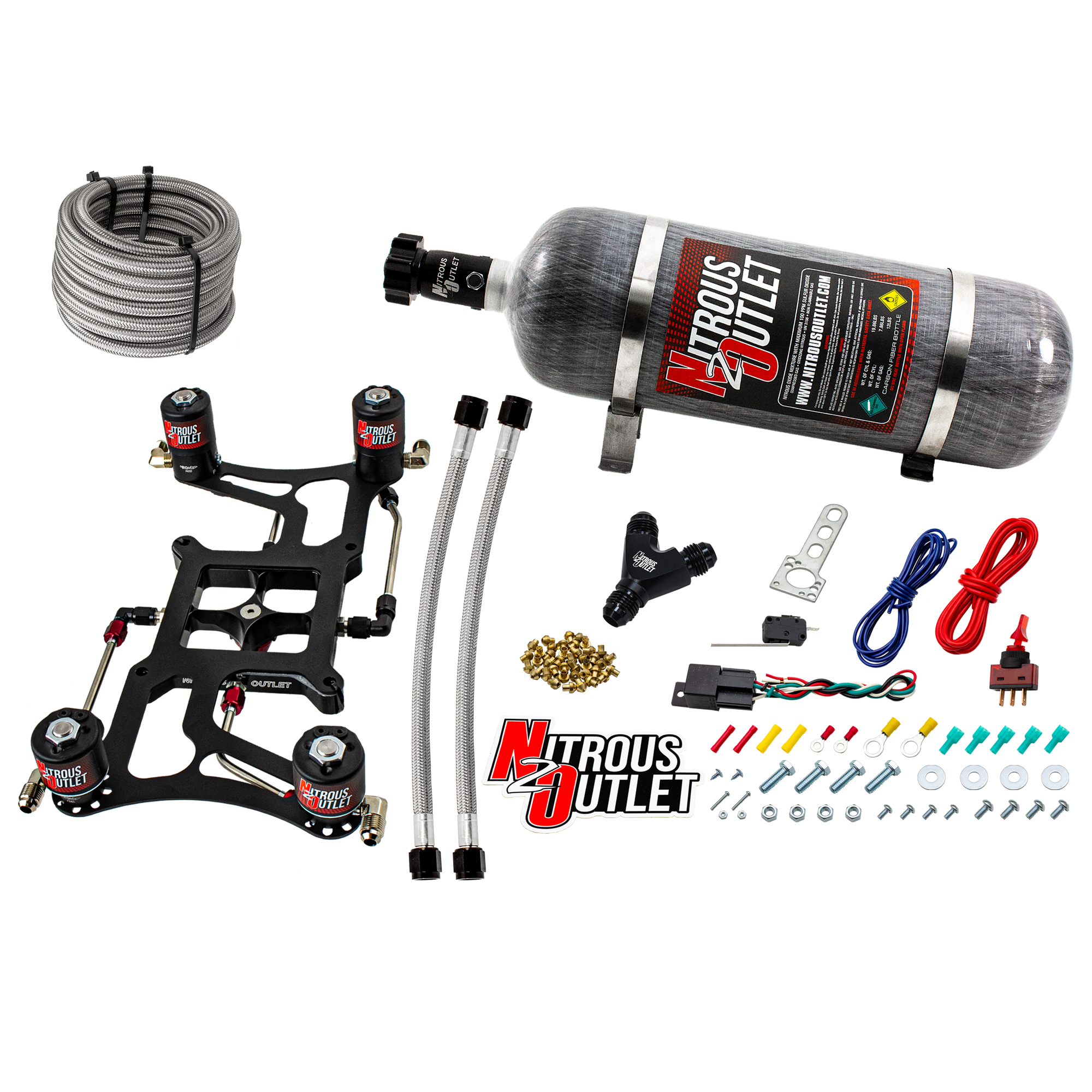 Nitrous Outlet 4500 Hornet 2 Dual Stage System - Hard-line/Two .122 Nitrous Solenoids/Two .177 Fuel Solenoids/Four Solenoi...