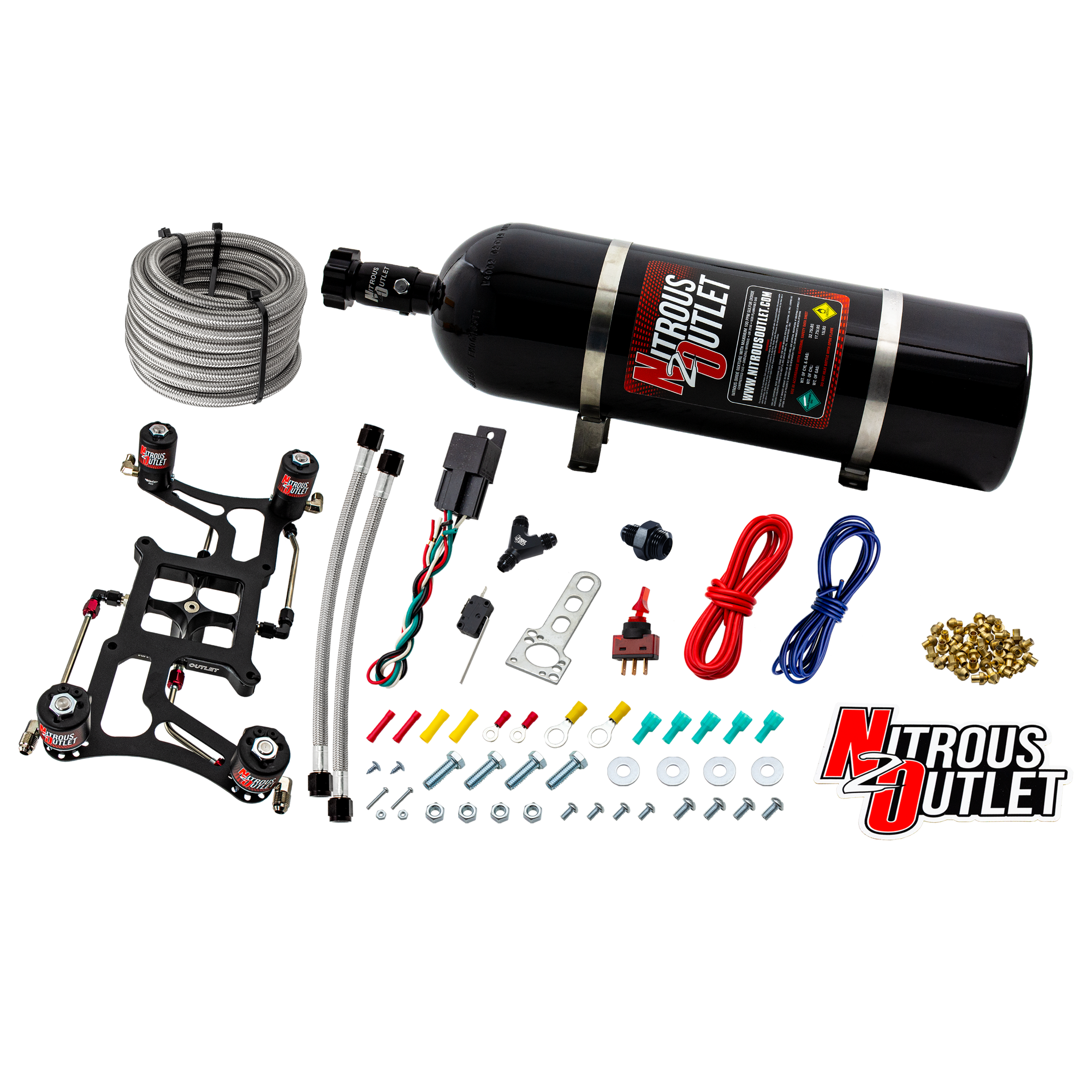 Nitrous Outlet 4500 Hornet 3 Dual Stage System - Hard-line/Two .122 Nitrous Solenoids/Two .177 Fuel Solenoids/Four Solenoi...