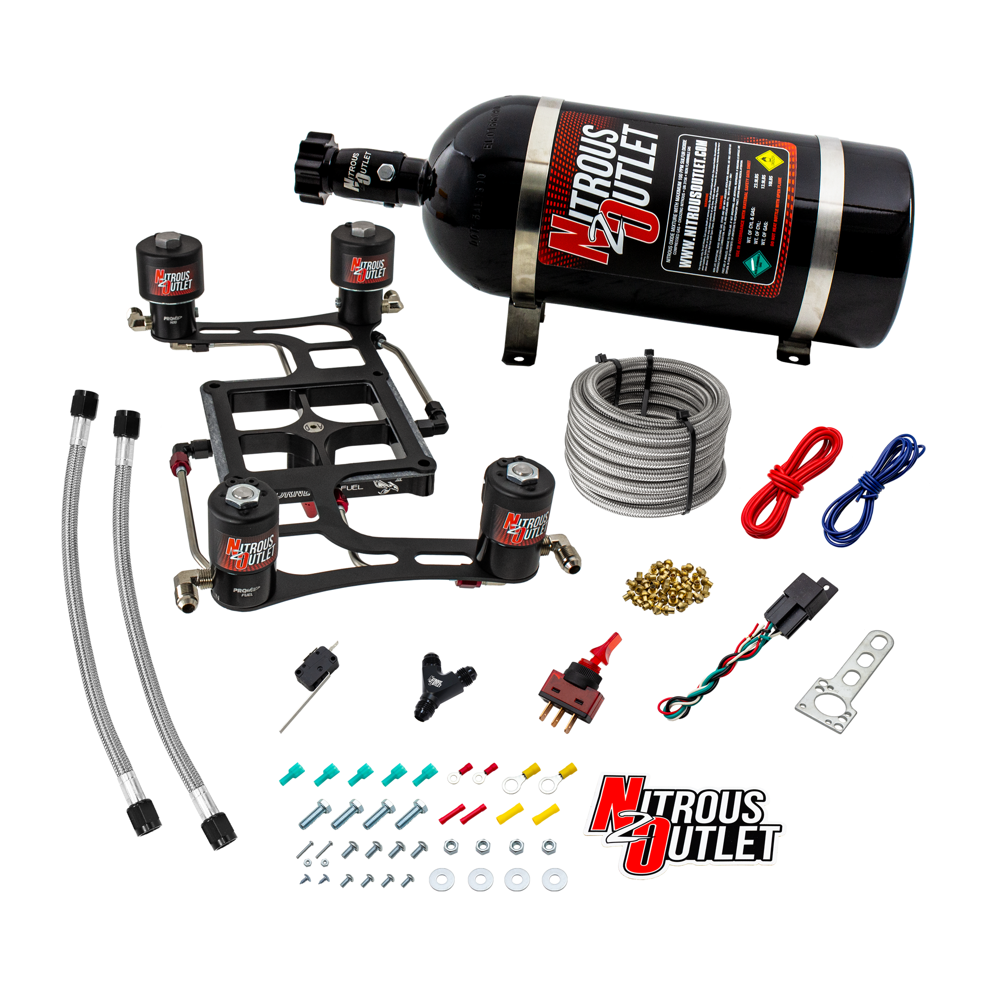 Nitrous Outlet 4500 Hornet 3 Race Dual Stage System - Hard-line/Two .178 Trashcan Nitrous Solenoids/Two .310 Fuel Solenoid...