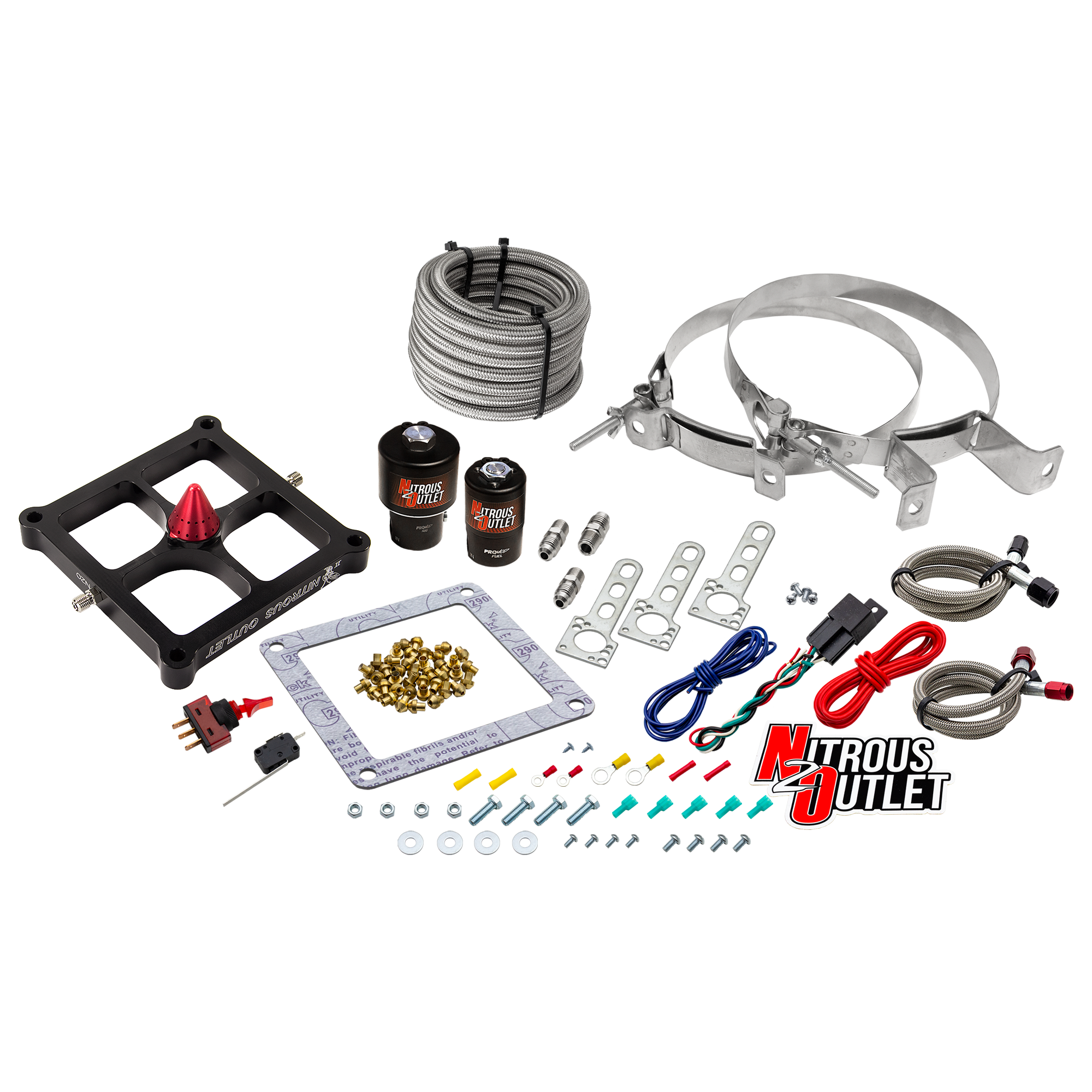 Nitrous Outlet 4500 Stinger 2 Race System - Braided Hoses/.178 Trashcan Nitrous Solenoid/.310 Fuel Solenoid/Universal Sole...